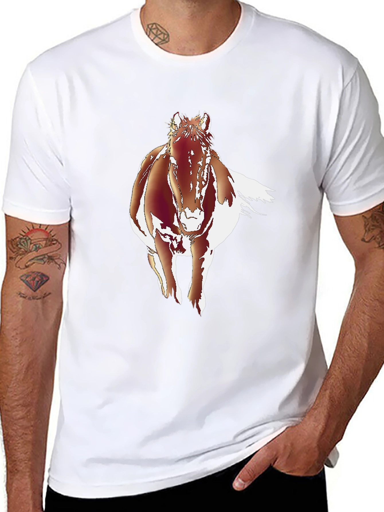 Black Running Horse Graphic T-Shirt view 8