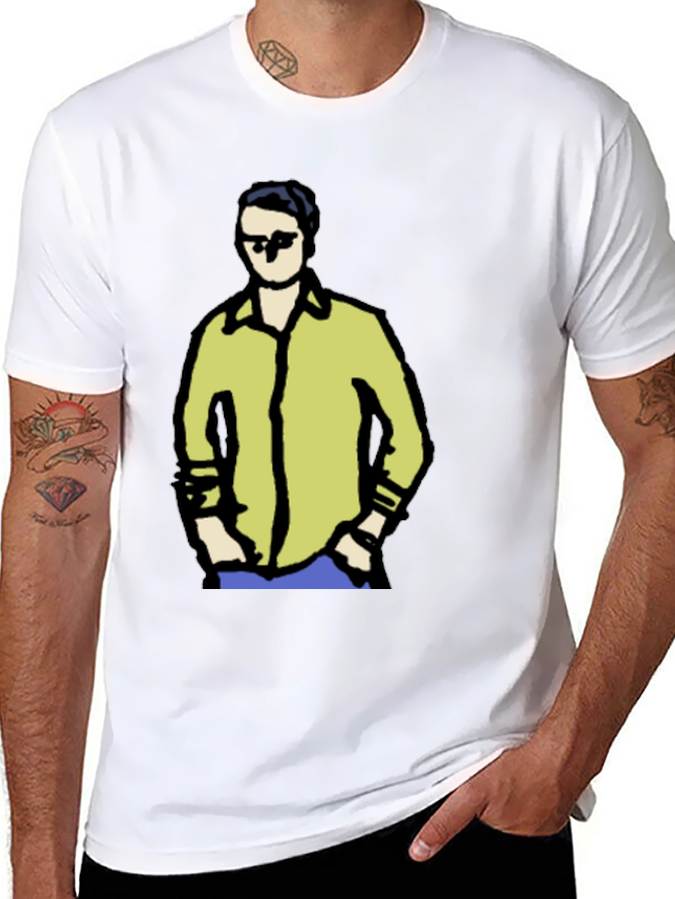 Black Cool Cartoon Guy Graphic Tee - Black view 8