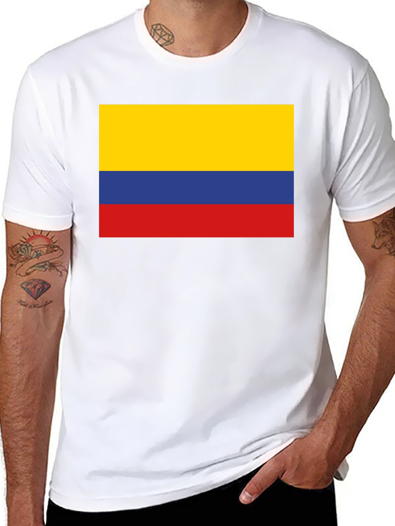 Black Colombia Flag Graphic Tee - Black Cotton T-Shirt view 8