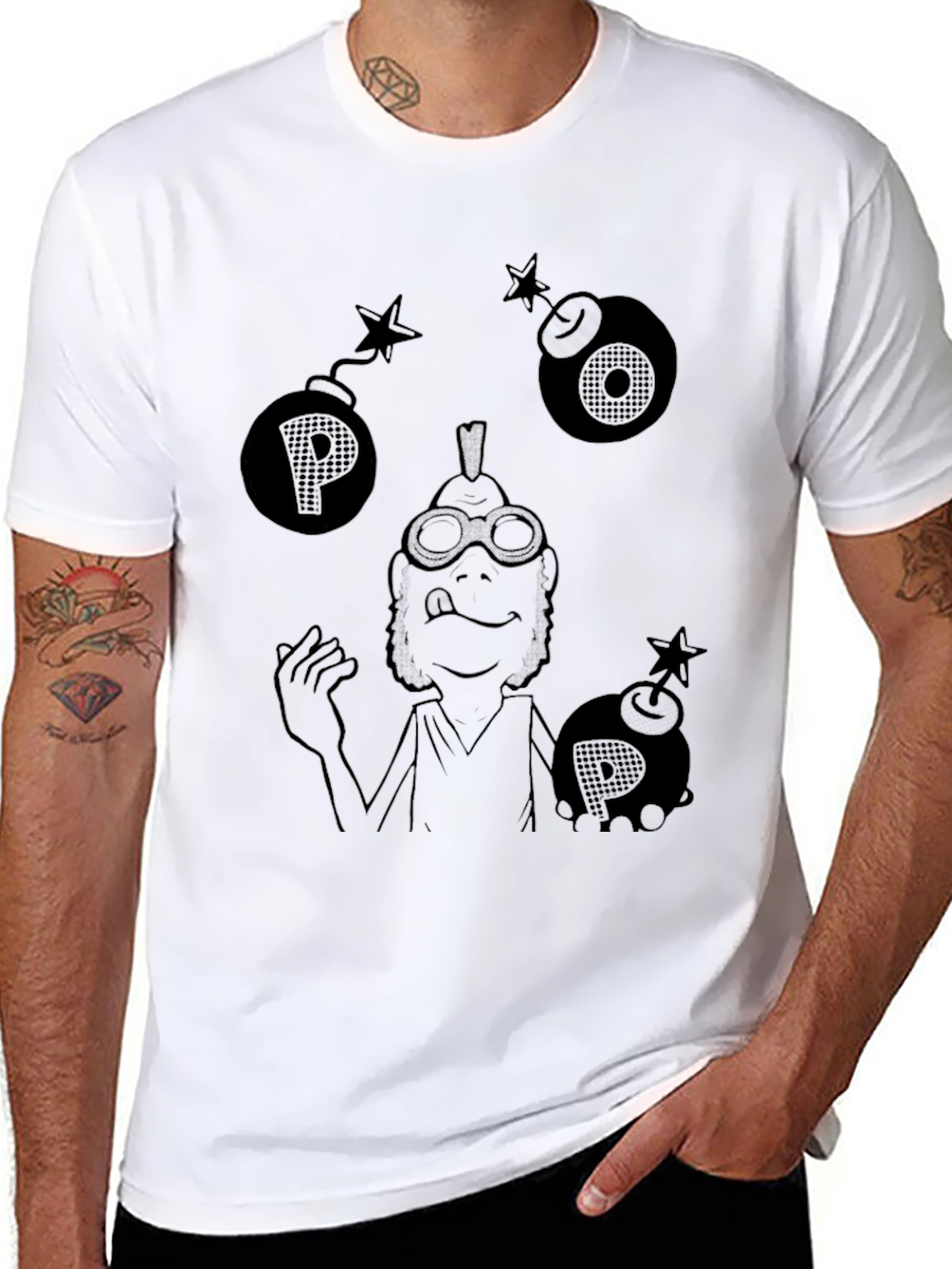 Black Bomb P T-Shirt - Black Graphic Tee view 8