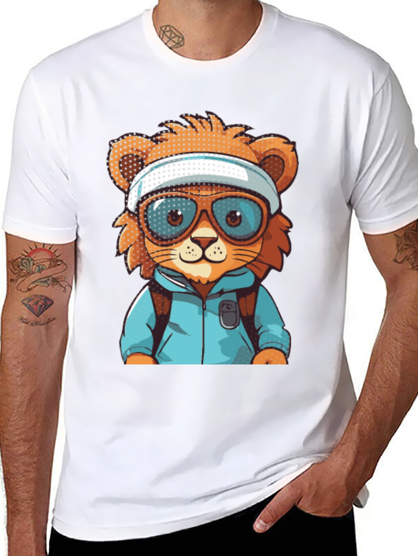 Black Cartoon Lion T-Shirt view 8