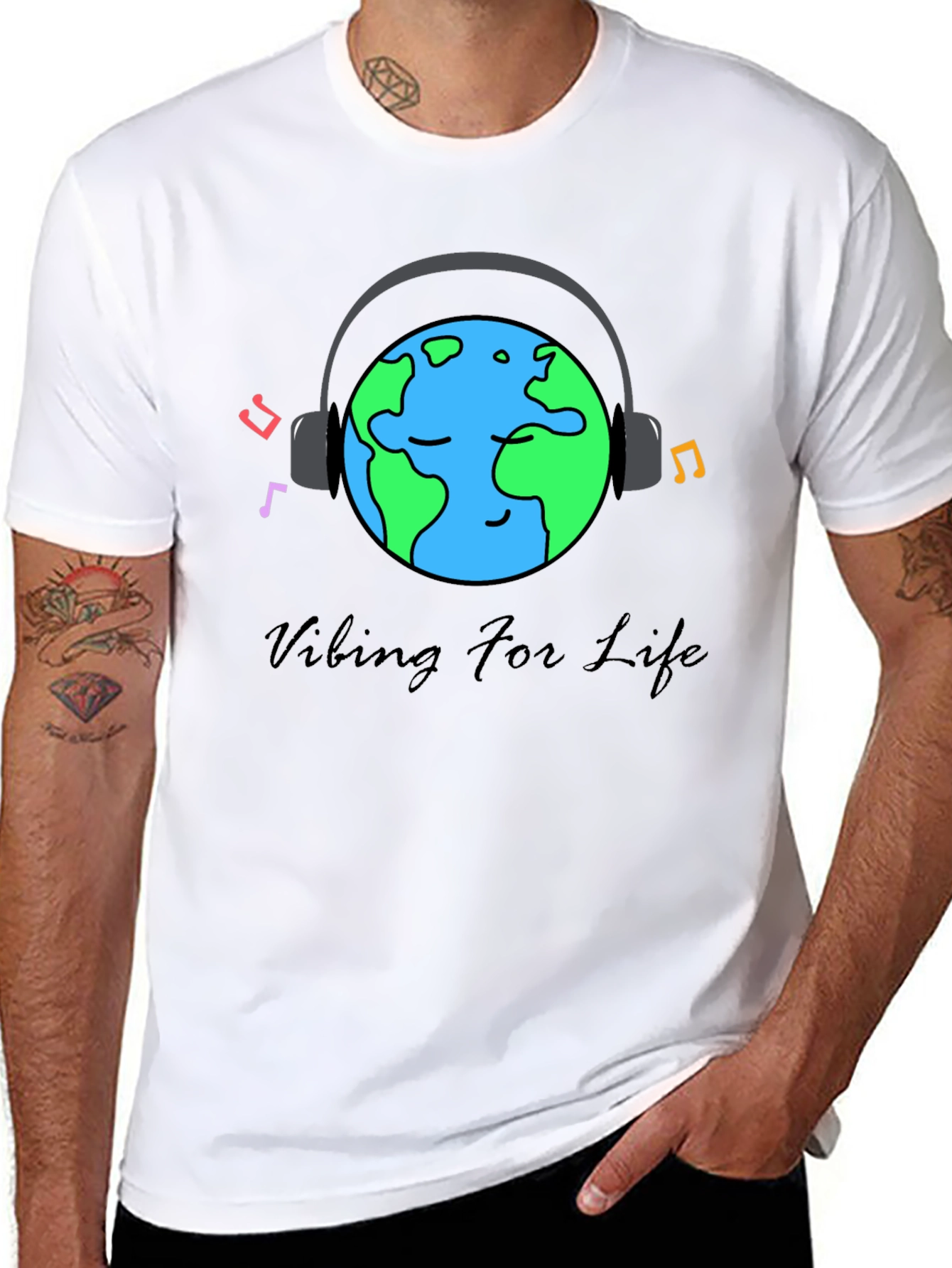 Black Vibing For Life Black Graphic Tee view 8