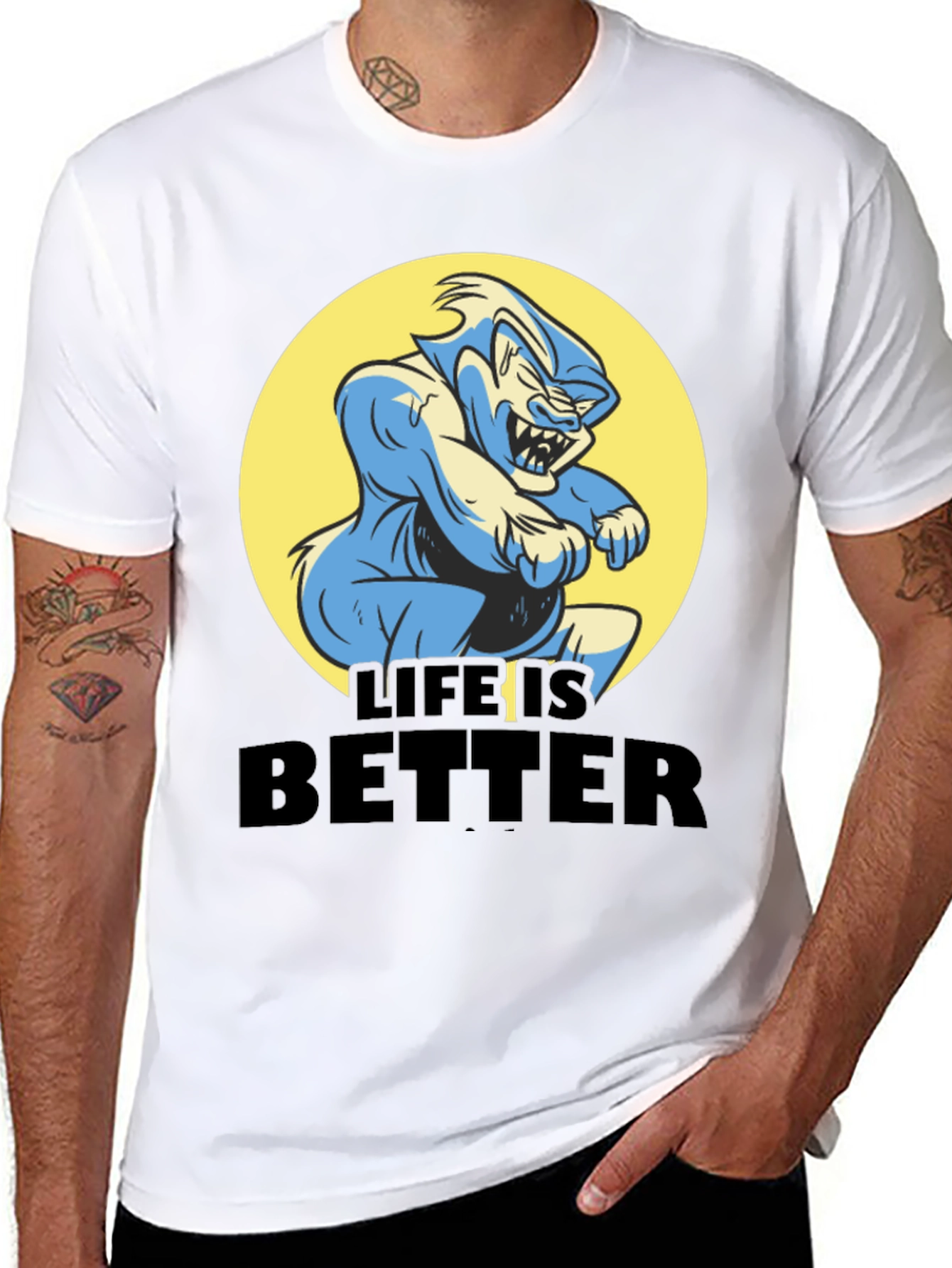 Black Life is Better Cartoon Graphic Tee view 8