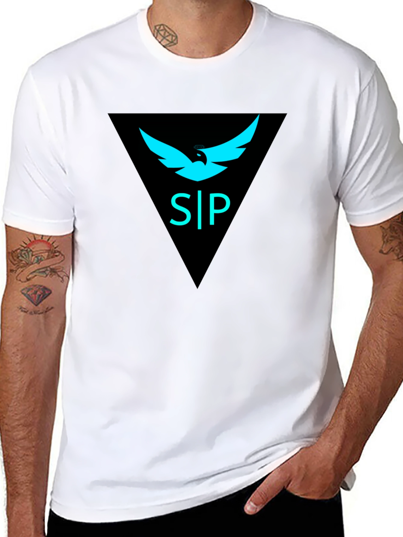 Black Black T-Shirt with Abstract Graphic Design view 8