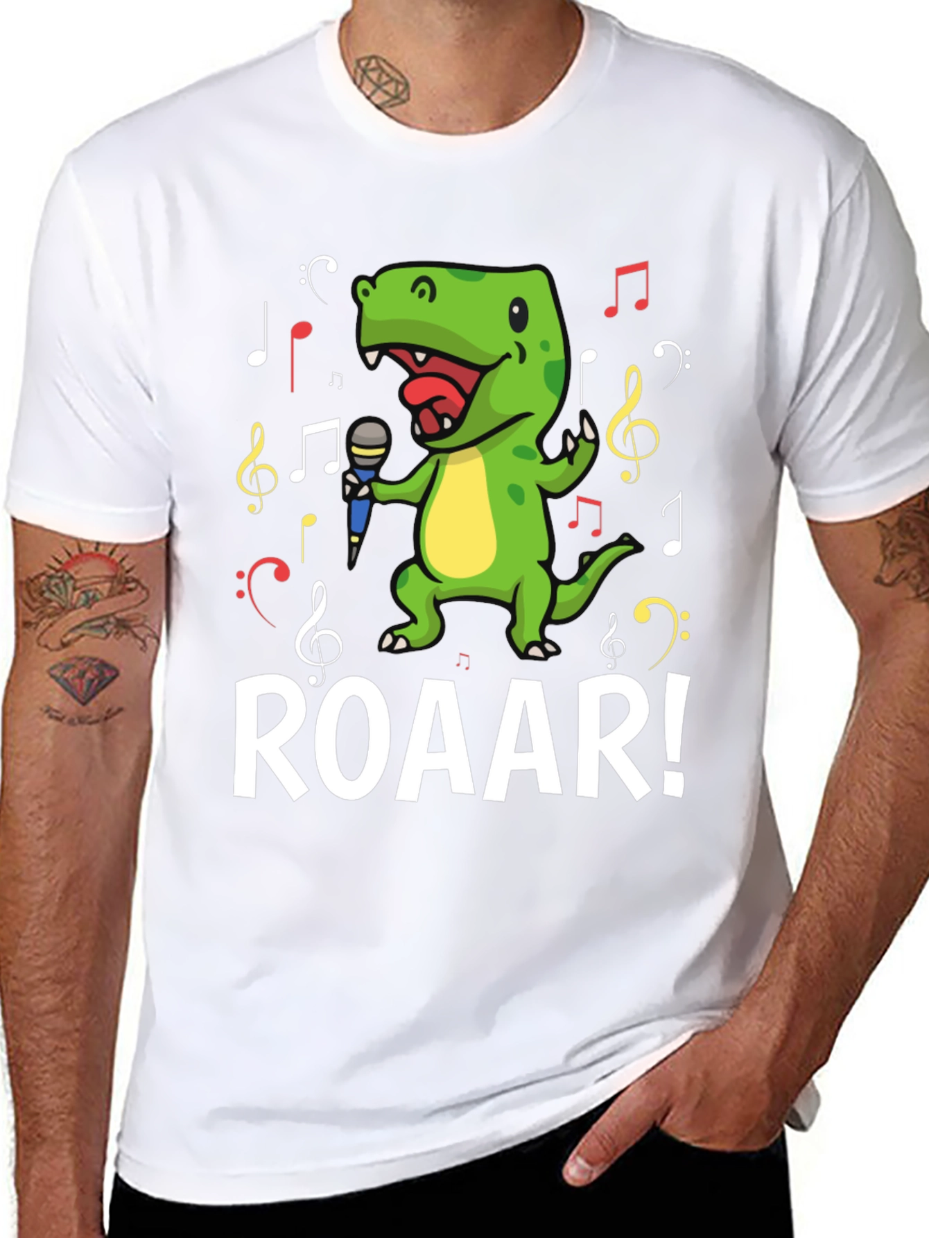 Black Dino Singer T-Shirt - Roar! view 8