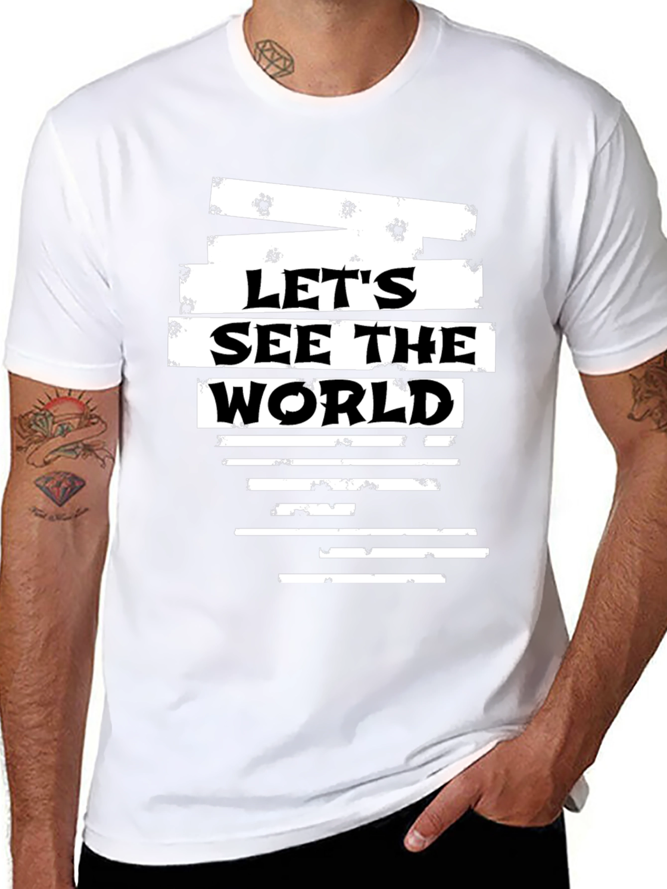 Black Let's See The World Graphic T-Shirt view 8
