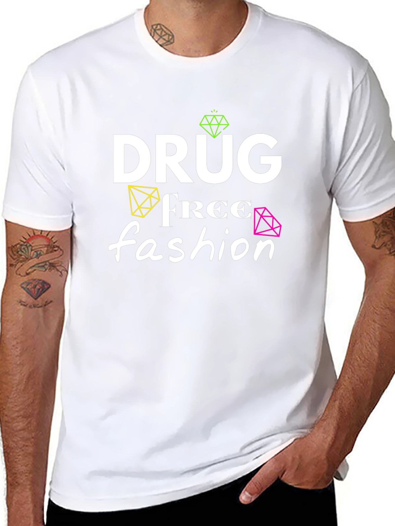 Black Drug Free Fashion T-Shirt view 8