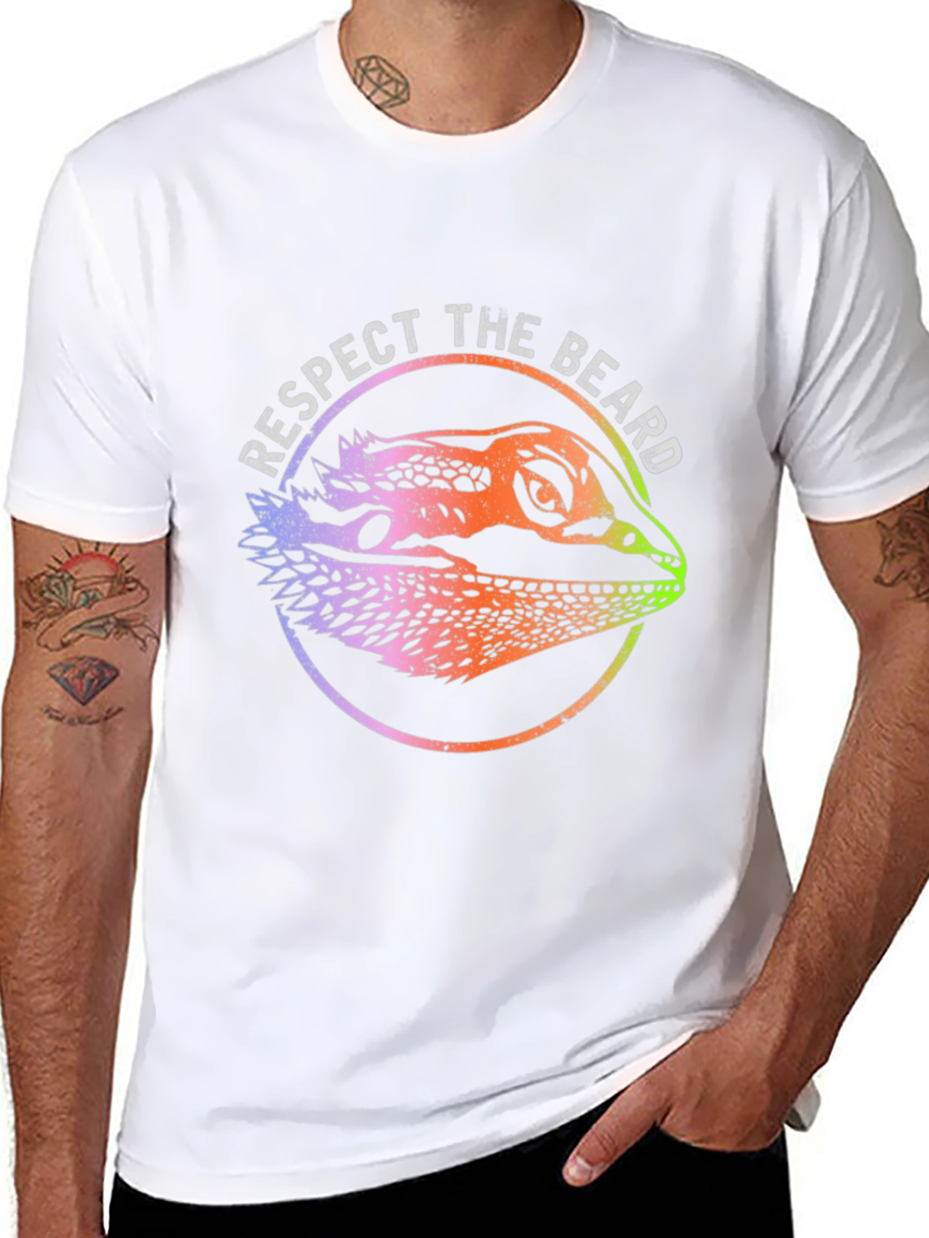 Black Respect the Beard Bearded Dragon Graphic Tee view 8