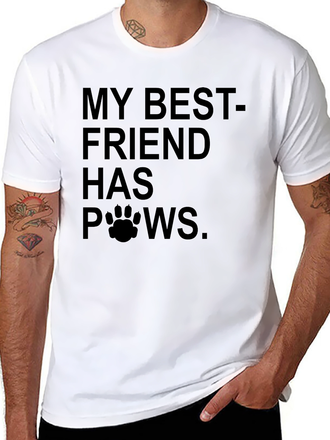 Black My Best Friend Has Paws T-Shirt view 8