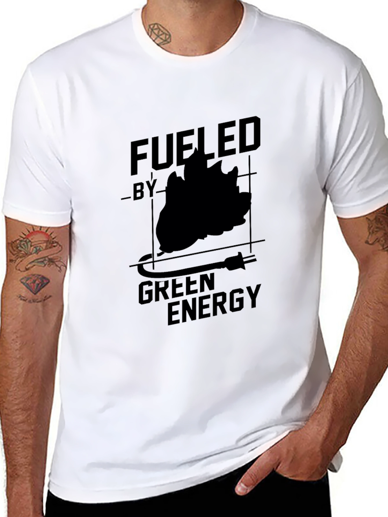 Black Fueled by Green Energy Black Graphic Tee view 8
