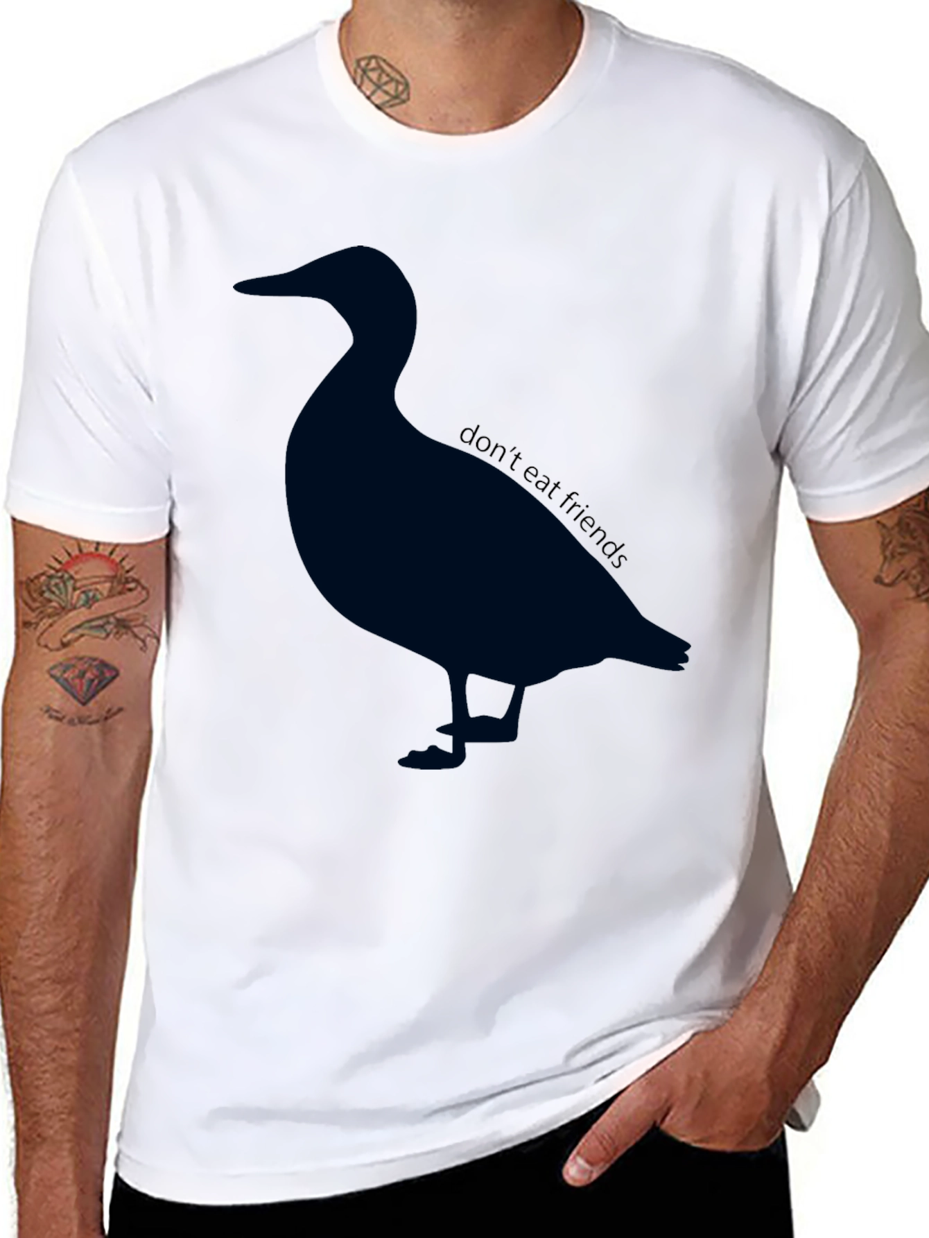 Black Duck Silhouette T-Shirt - 'Don't Eat Friends' Vegan Tee view 8