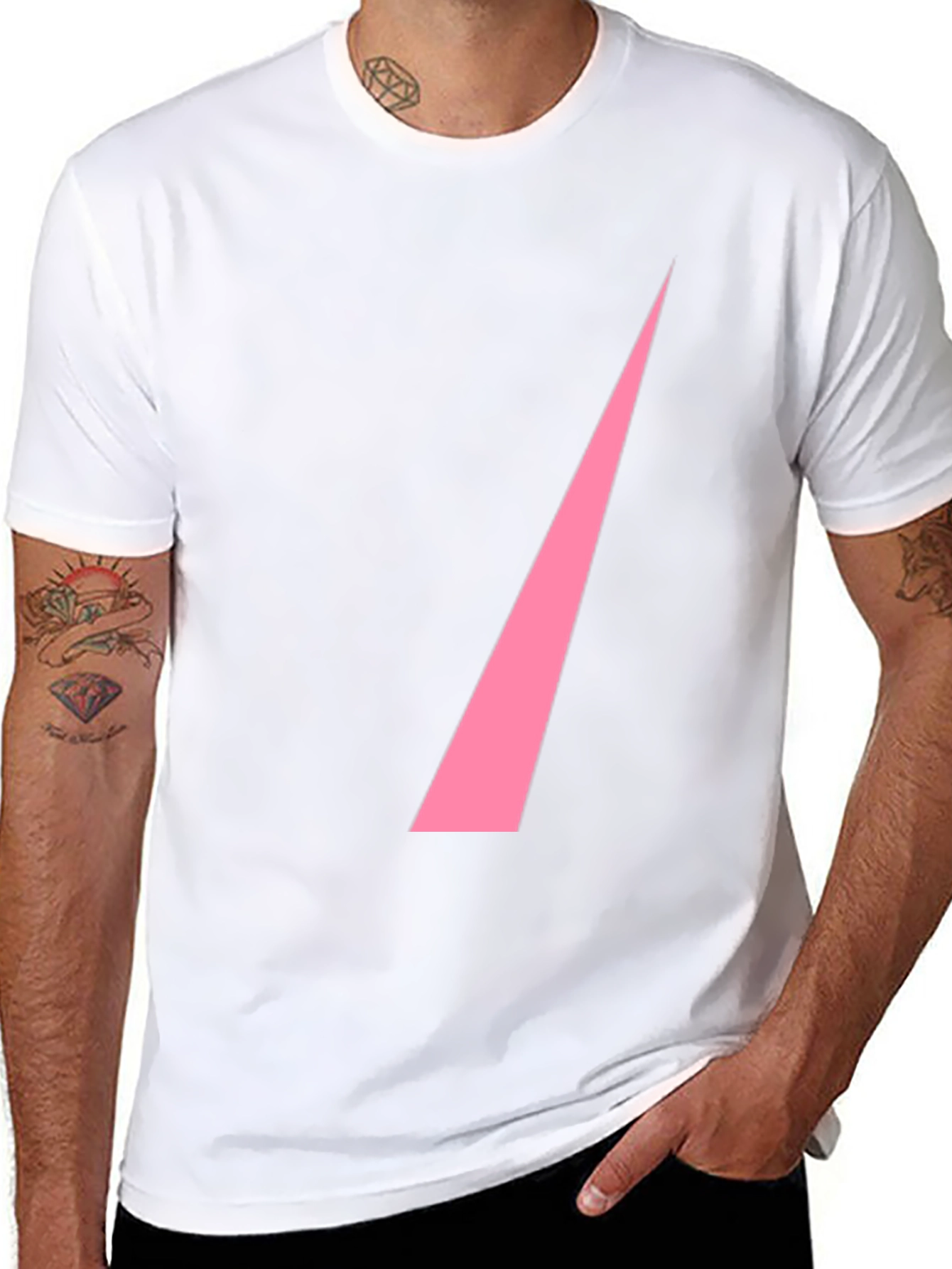 Black Modern Pink Slash Graphic Black T-Shirt view 8