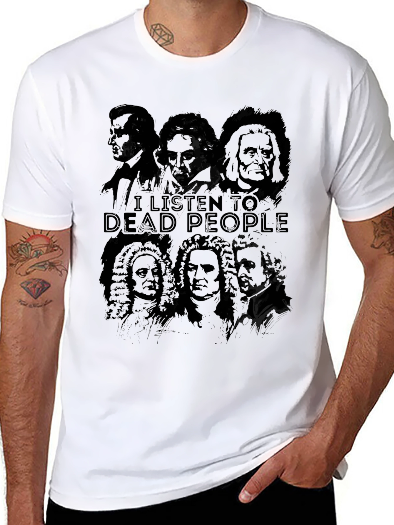 Black I Listen to Dead People T-Shirt view 8