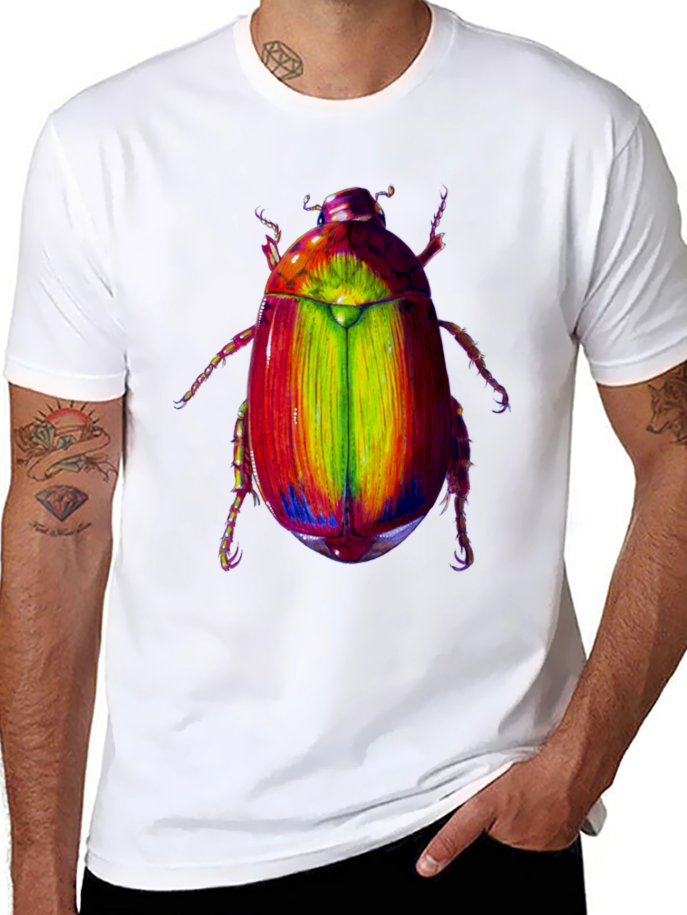 Black Rainbow Beetle Graphic T-Shirt view 8