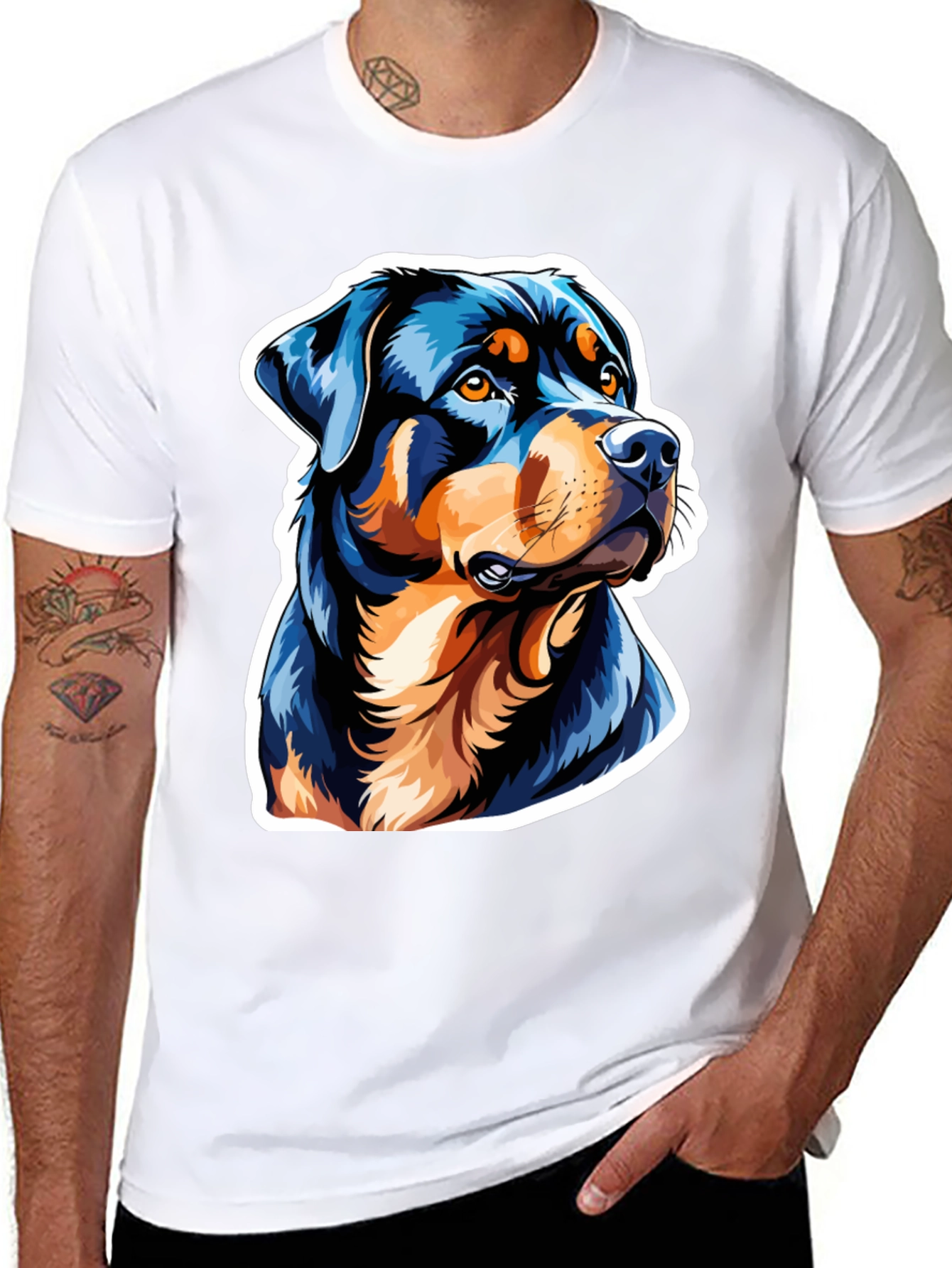 Rottweiler Graphic Tee - Black Cotton Blend - 8