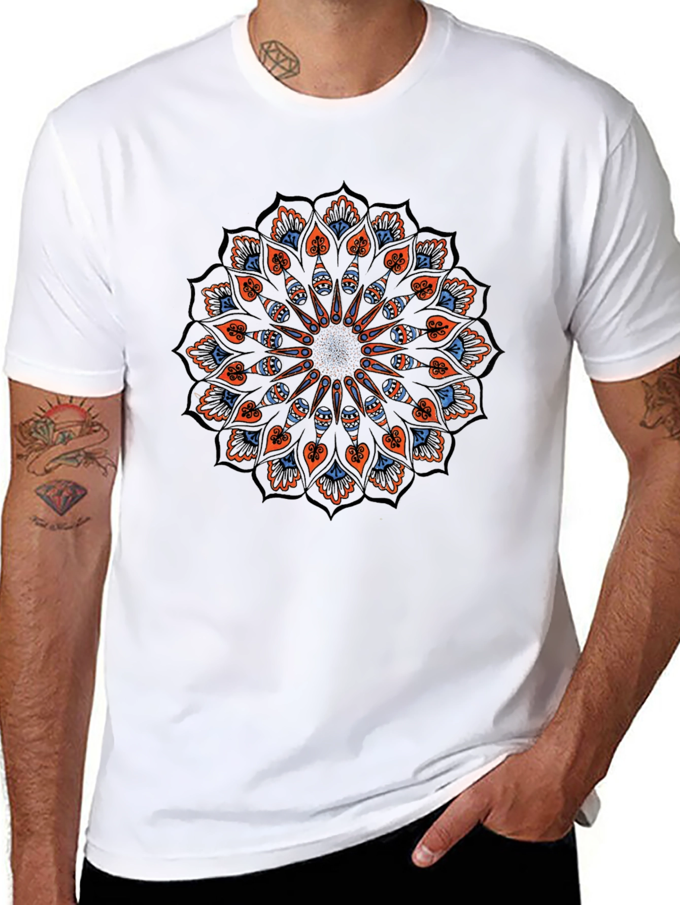 Black Mandala Graphic Tee - Black Cotton Blend view 8