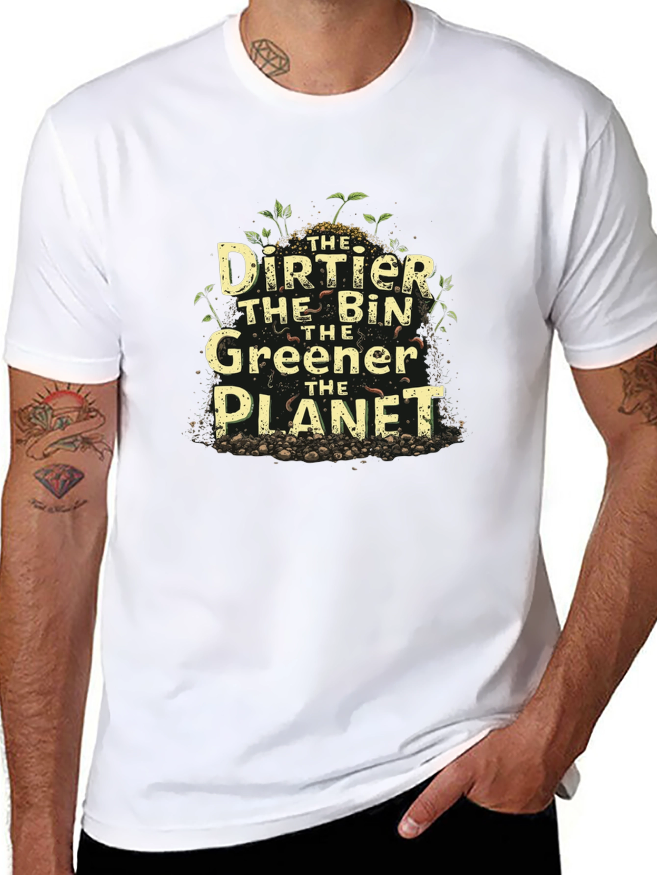 Black Eco-Friendly 'Dirtier the Bin' Graphic T-Shirt view 8