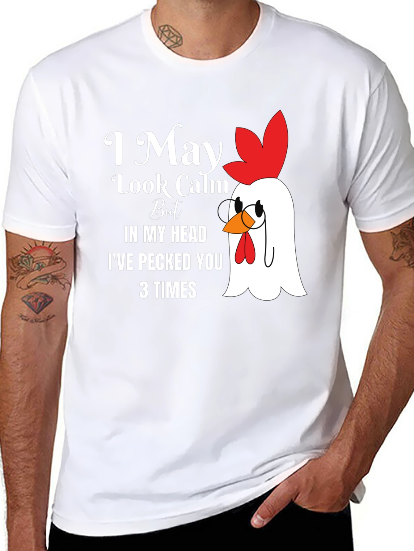 Black I May Look Calm Chicken Graphic Tee view 8