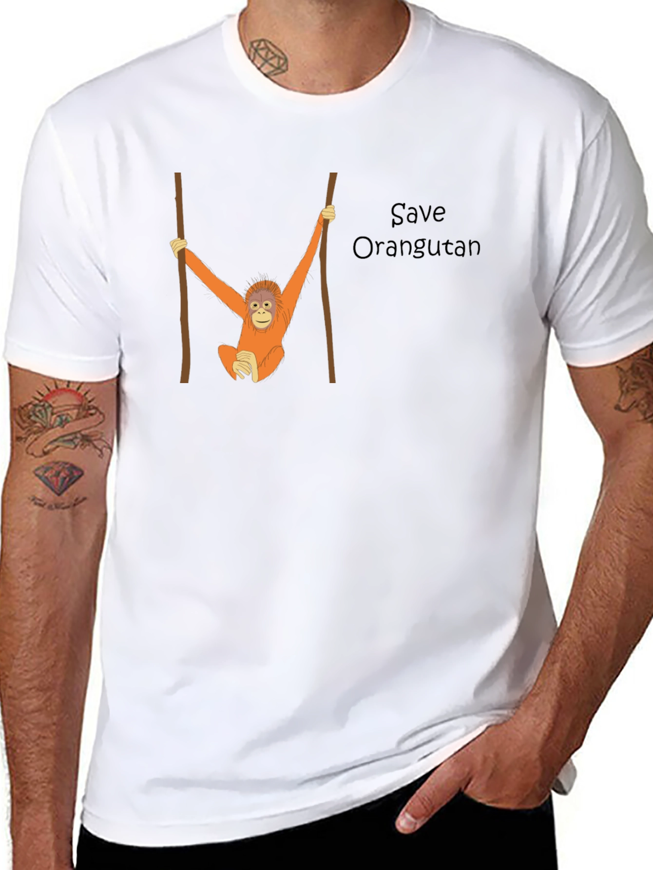 Black Save Orangutan Graphic Tee - Black view 8
