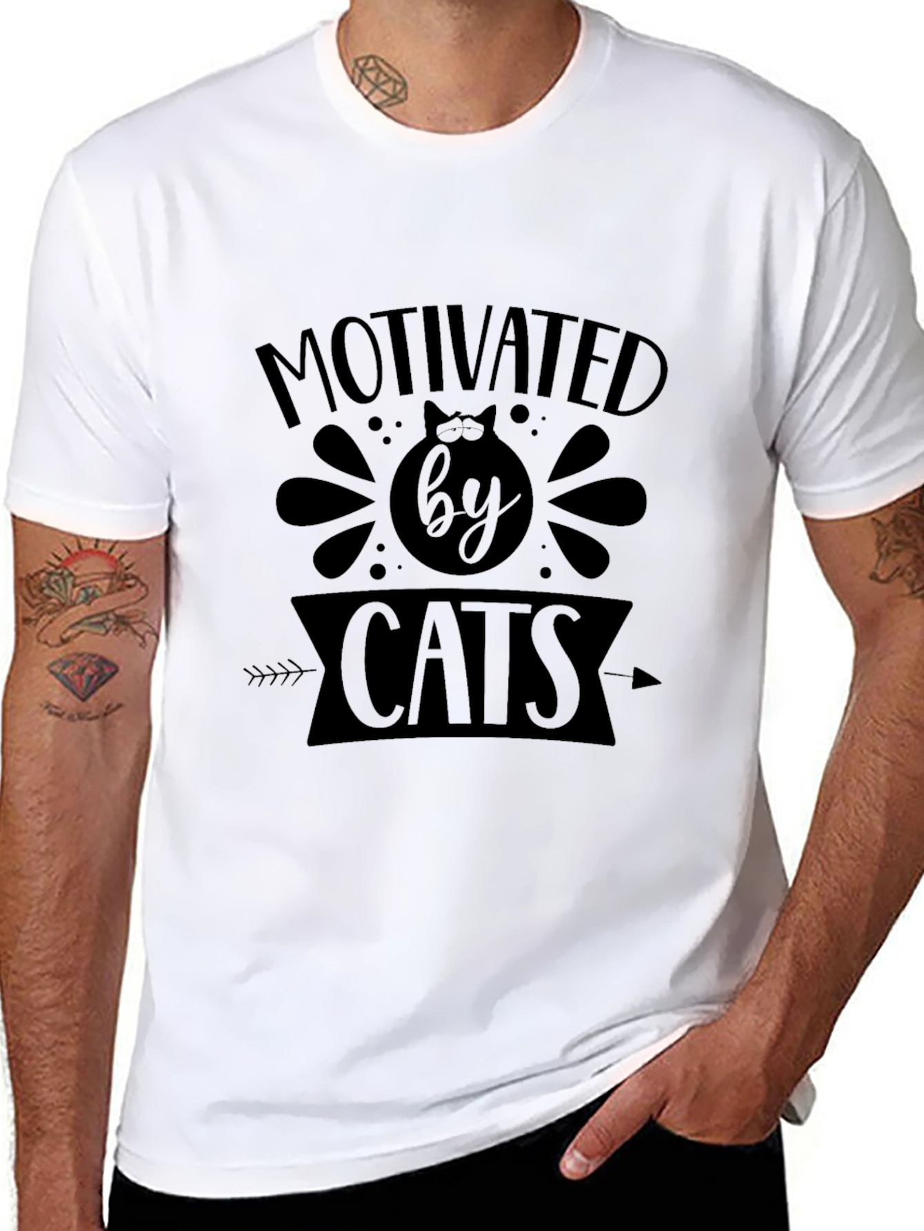 Black Motivated By Cats Black Graphic Tee view 8