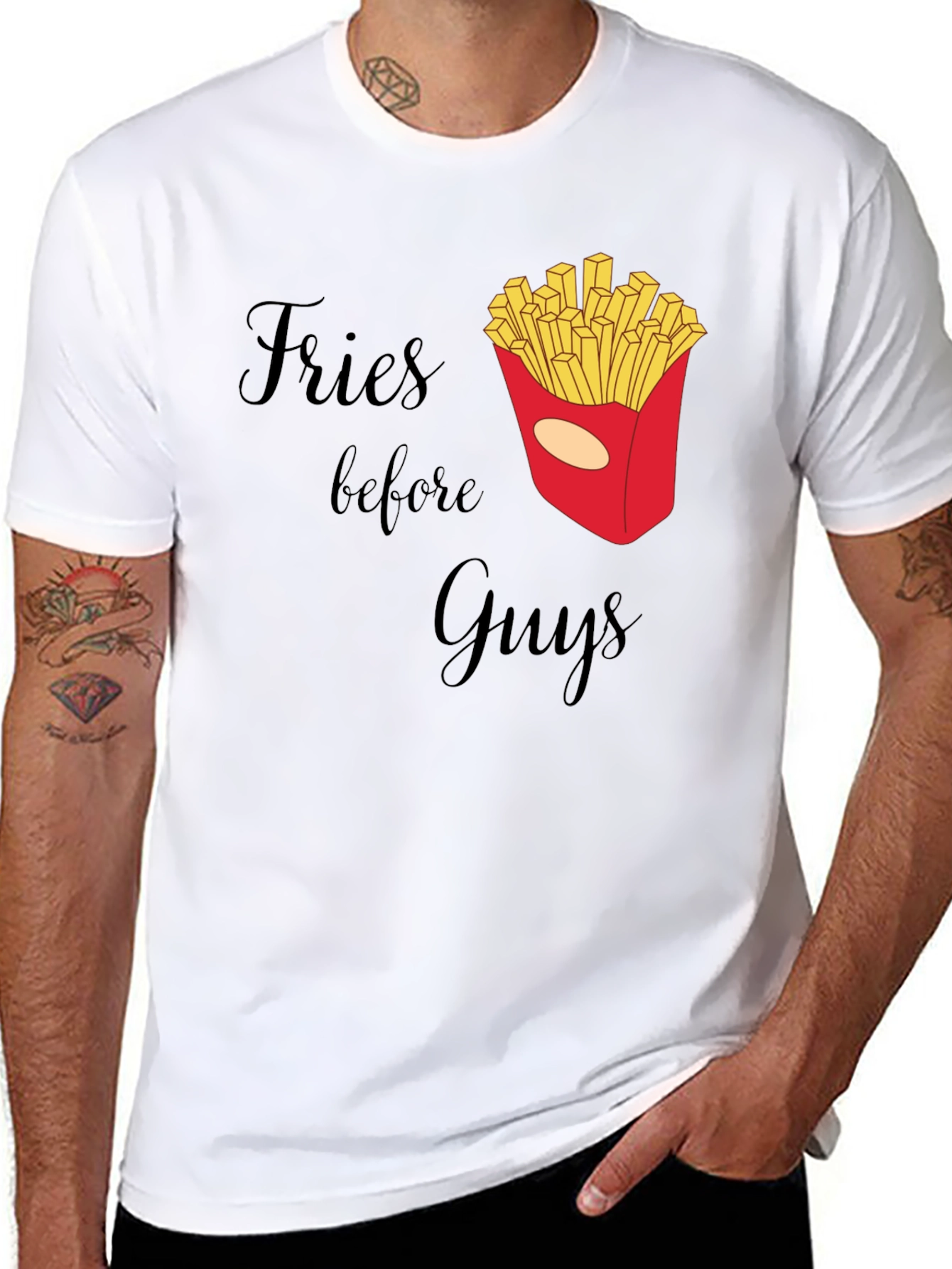 Black Fries Before Guys Graphic T-Shirt view 8