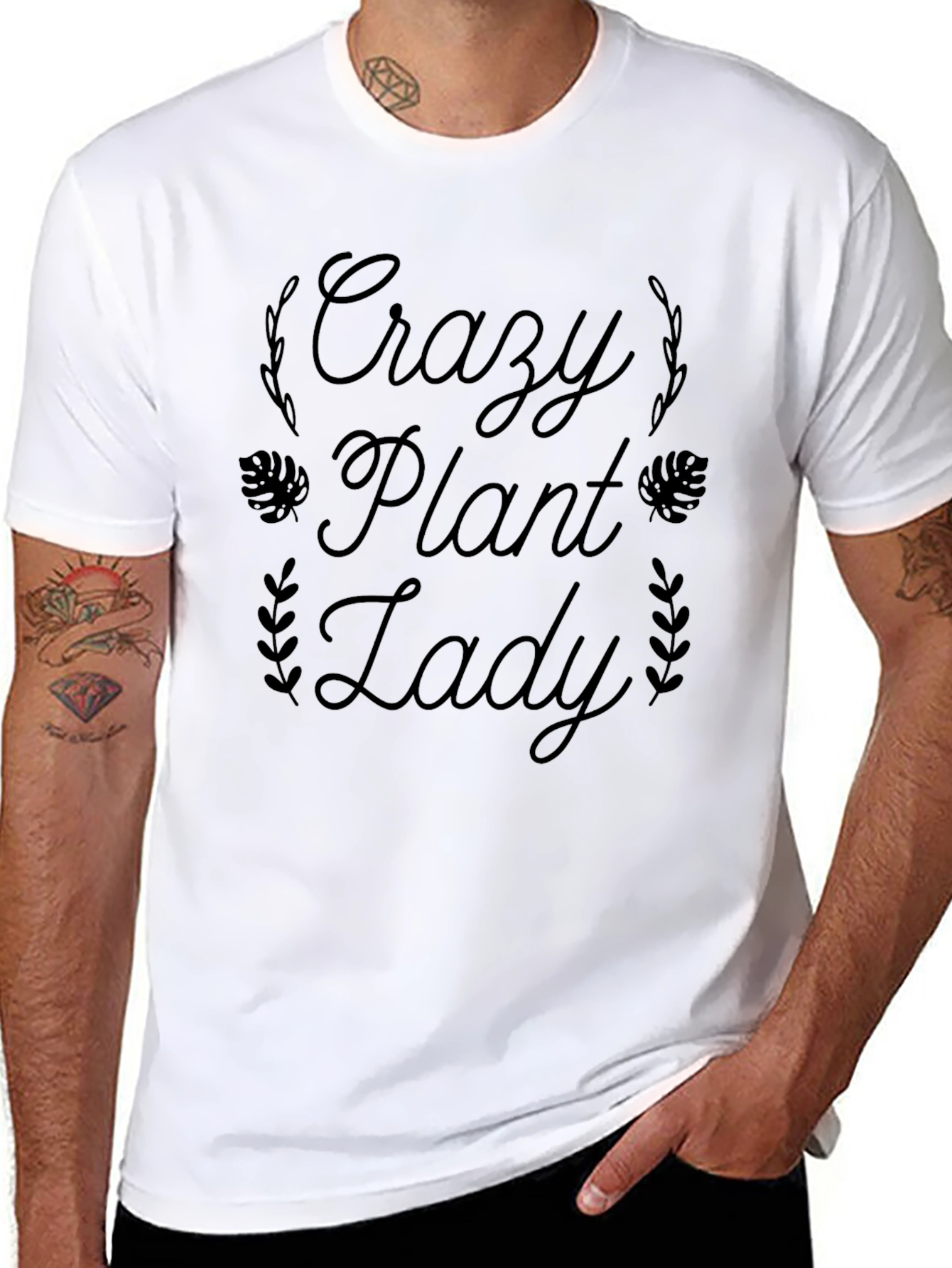 Black Crazy Plant Lady T-Shirt - Soft Cotton Blend view 8