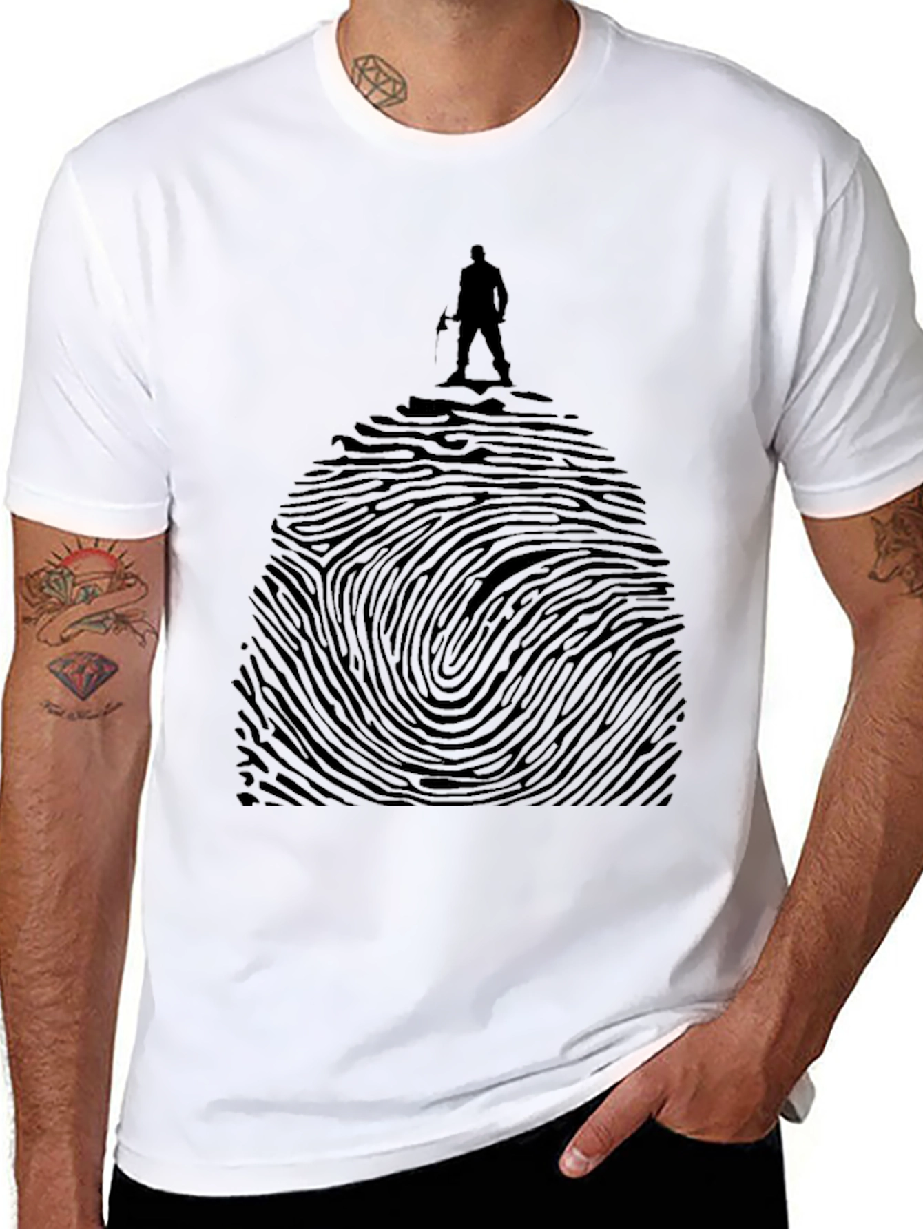 Black Fingerprint Mountain Climber Graphic Tee view 8