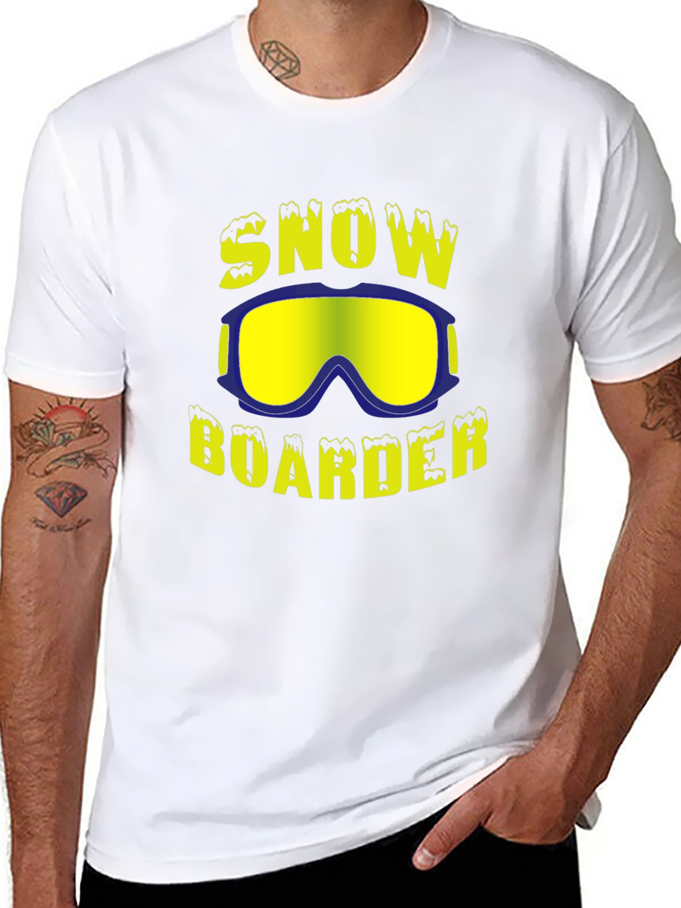 Snowboarder Graphic Tee - Black Cotton Blend - 8