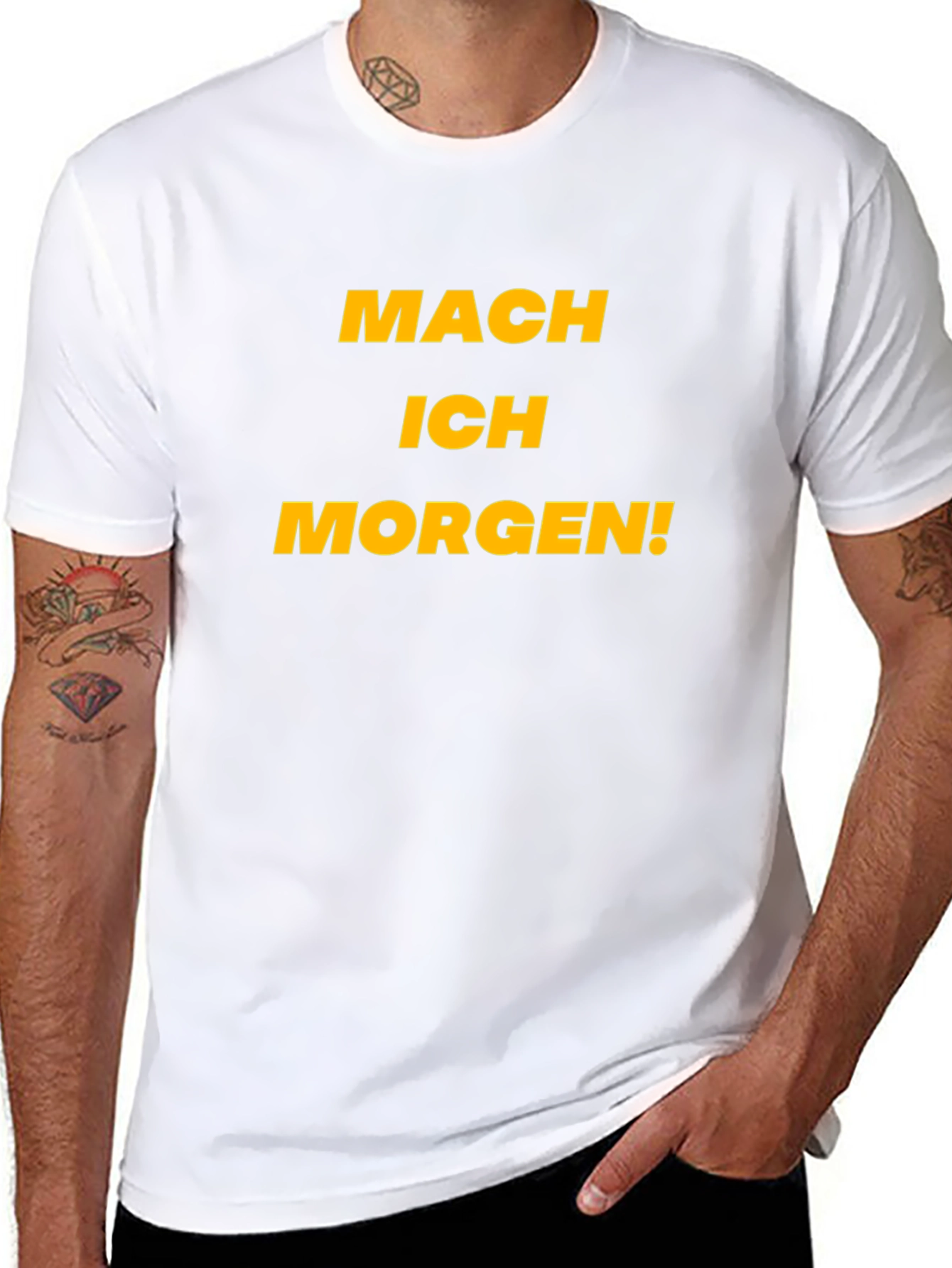 Black Procrastination T-Shirt - 'Mach Ich Morgen!' (I'll Do It Tomorrow!) view 8