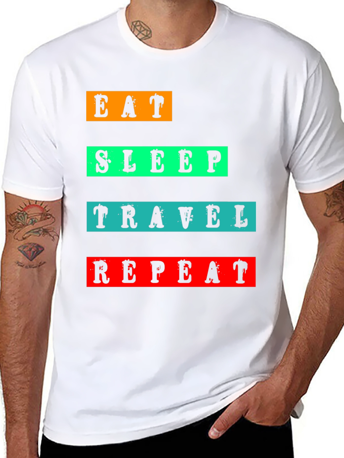 Black Eat Sleep Travel Repeat Graphic Tee view 8
