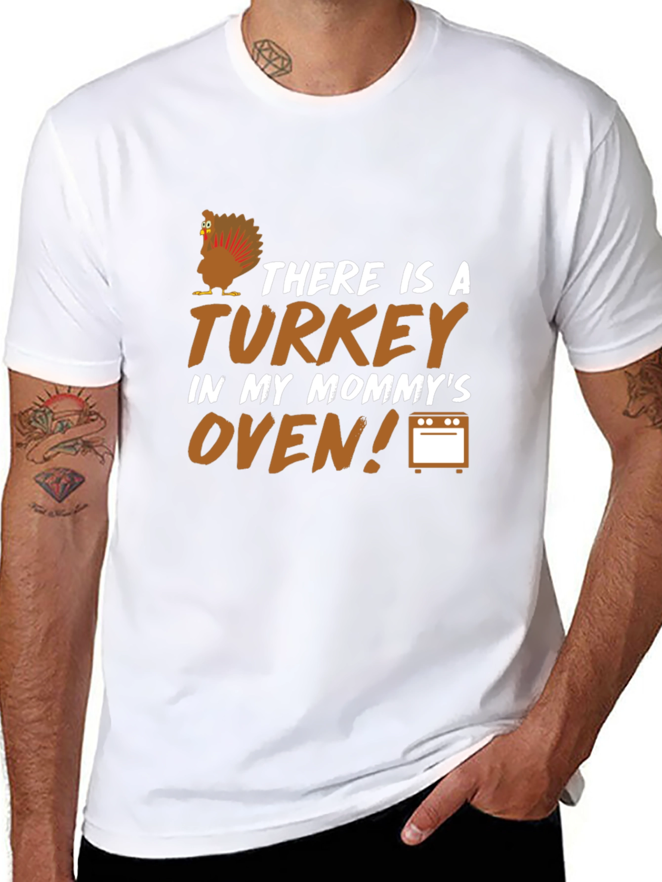 Black There is a Turkey in My Mommy's Oven Pregnancy Announcement T-Shirt view 8