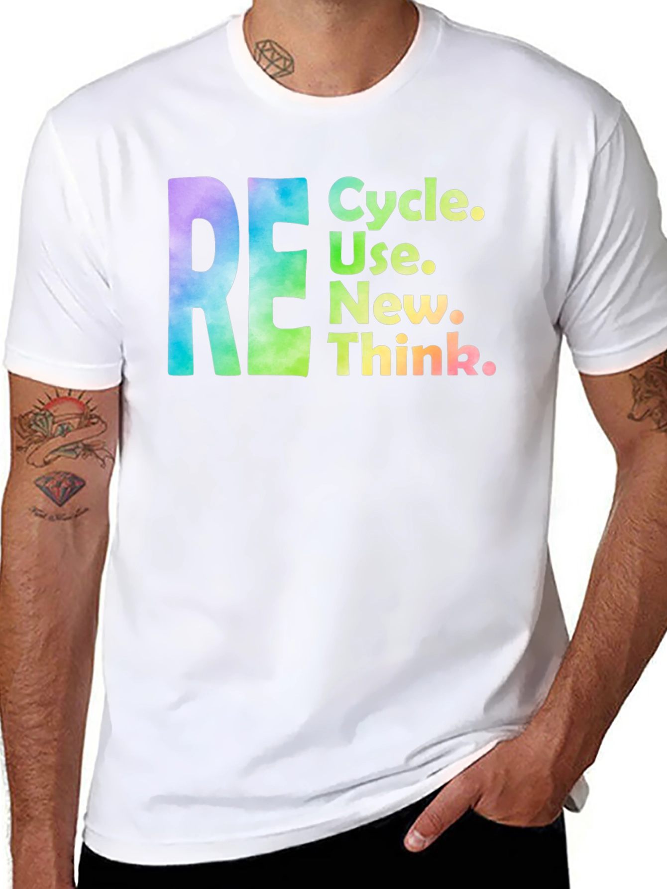 Black RE Cycle Use New Think Graphic Tee view 8