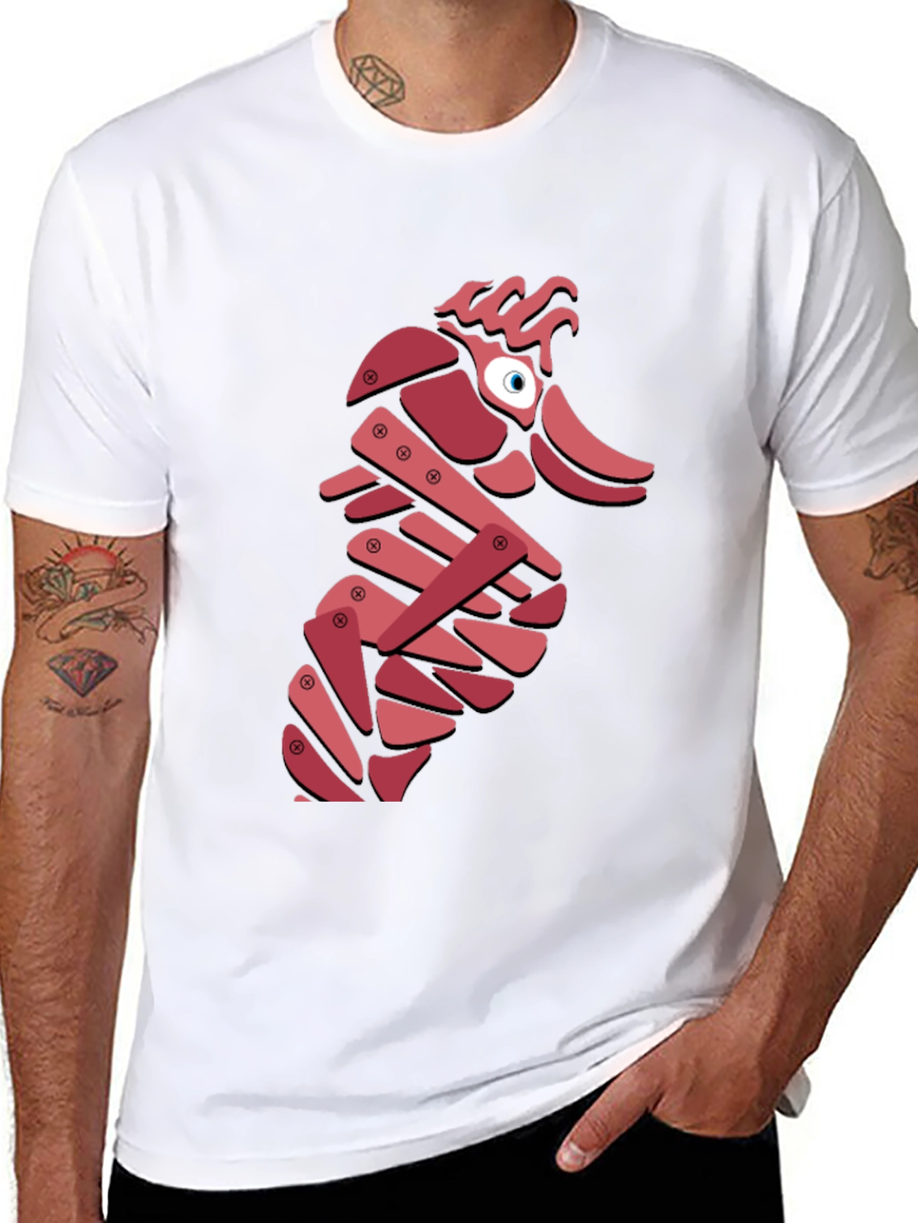 Black Abstract Seahorse Graphic T-Shirt - Unique Design view 8