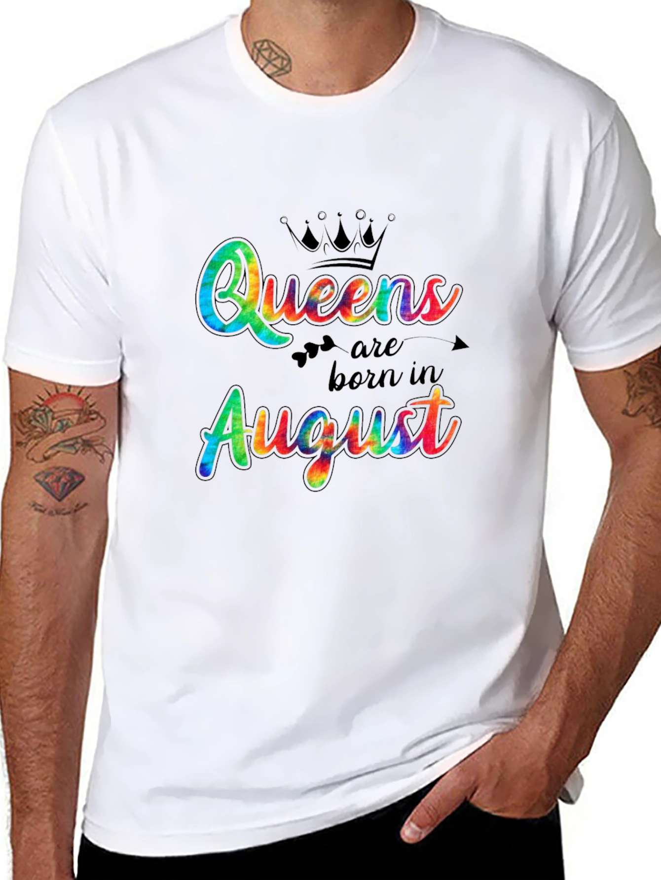 Black Queens Born in August Tie-Dye T-Shirt view 8
