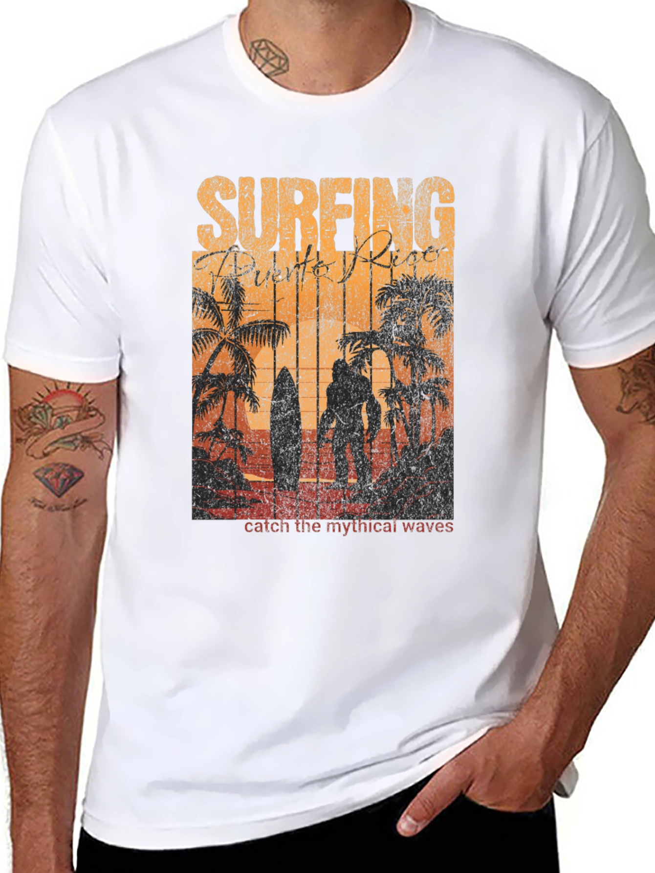 Surfing Puerto Rico Bigfoot Graphic Tee - 8