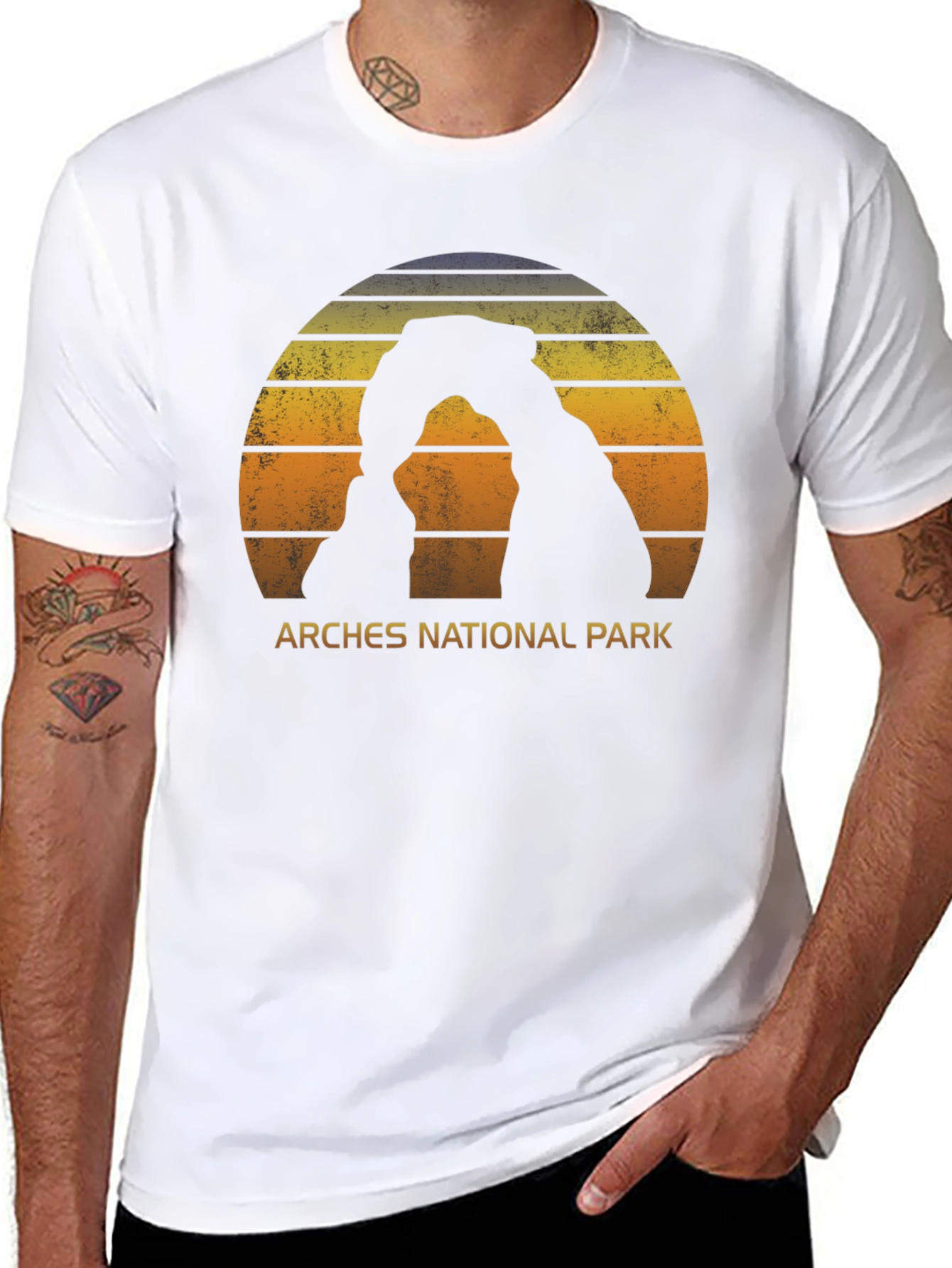 Black Arches National Park Retro T-Shirt view 8