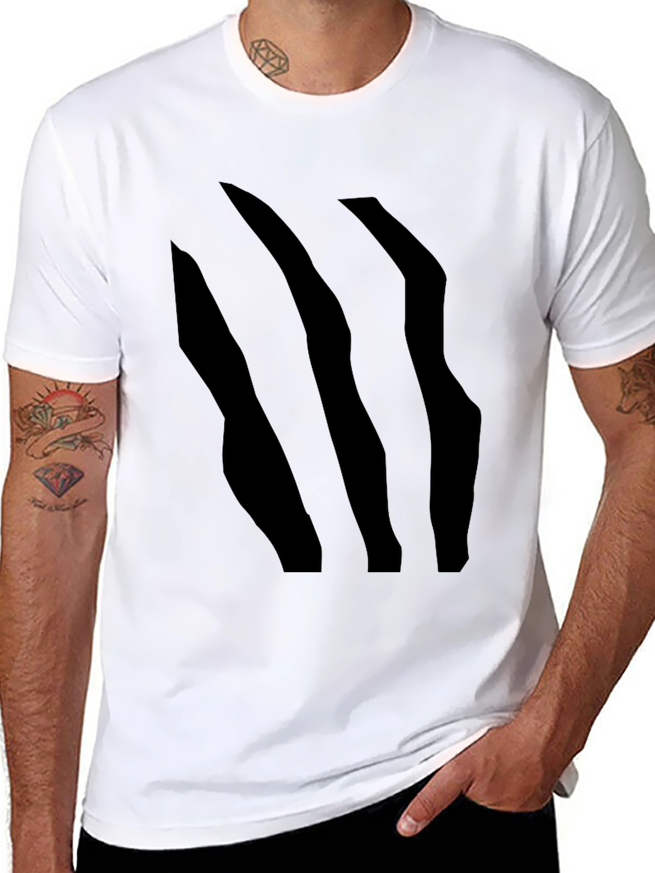 Black Black T-Shirt with Claw Mark Design view 8