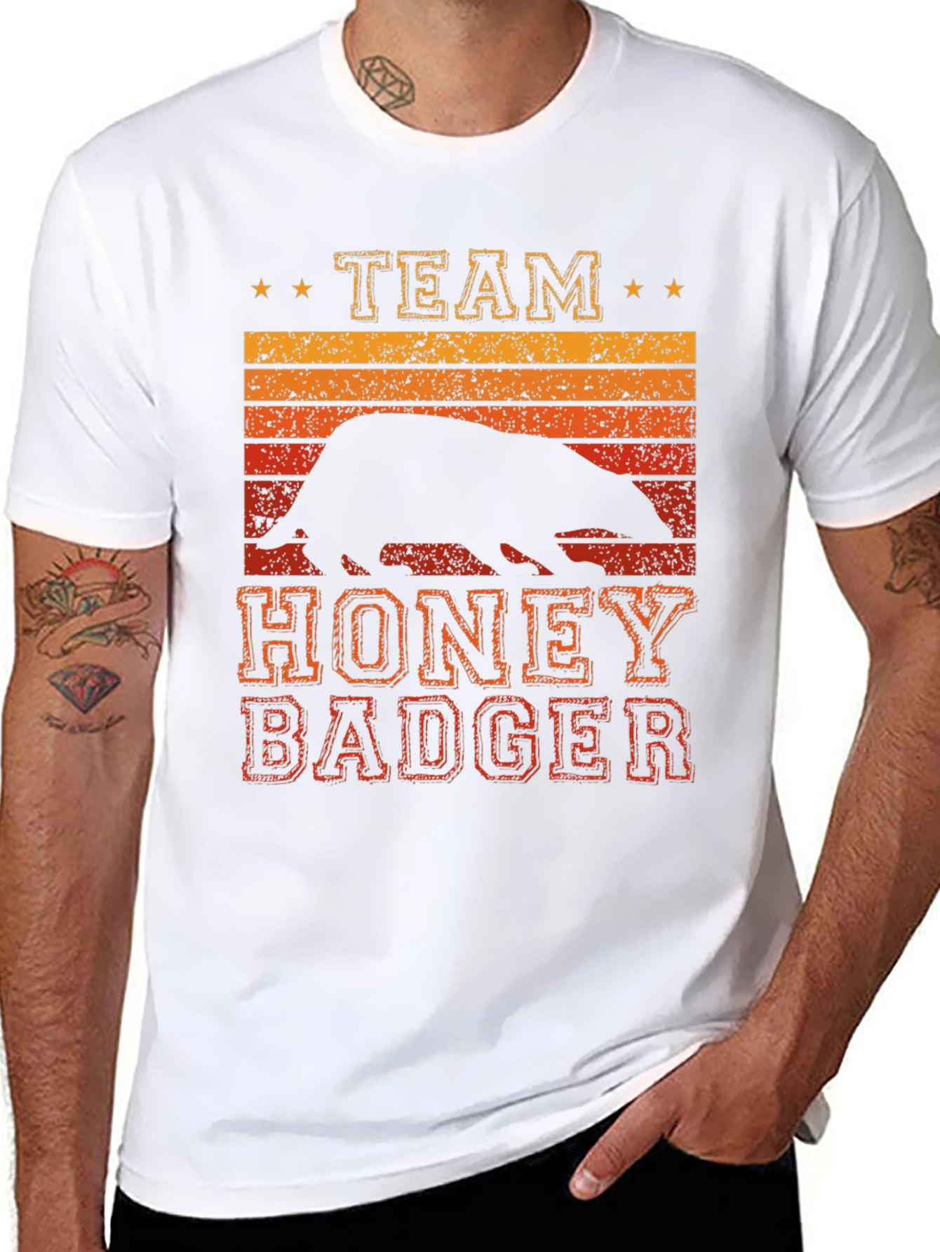 Black Team Honey Badger Retro Graphic Tee view 8