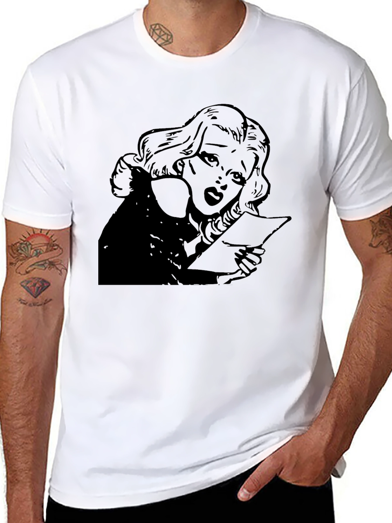 Black Vintage Comic Style Graphic Tee - Black view 8