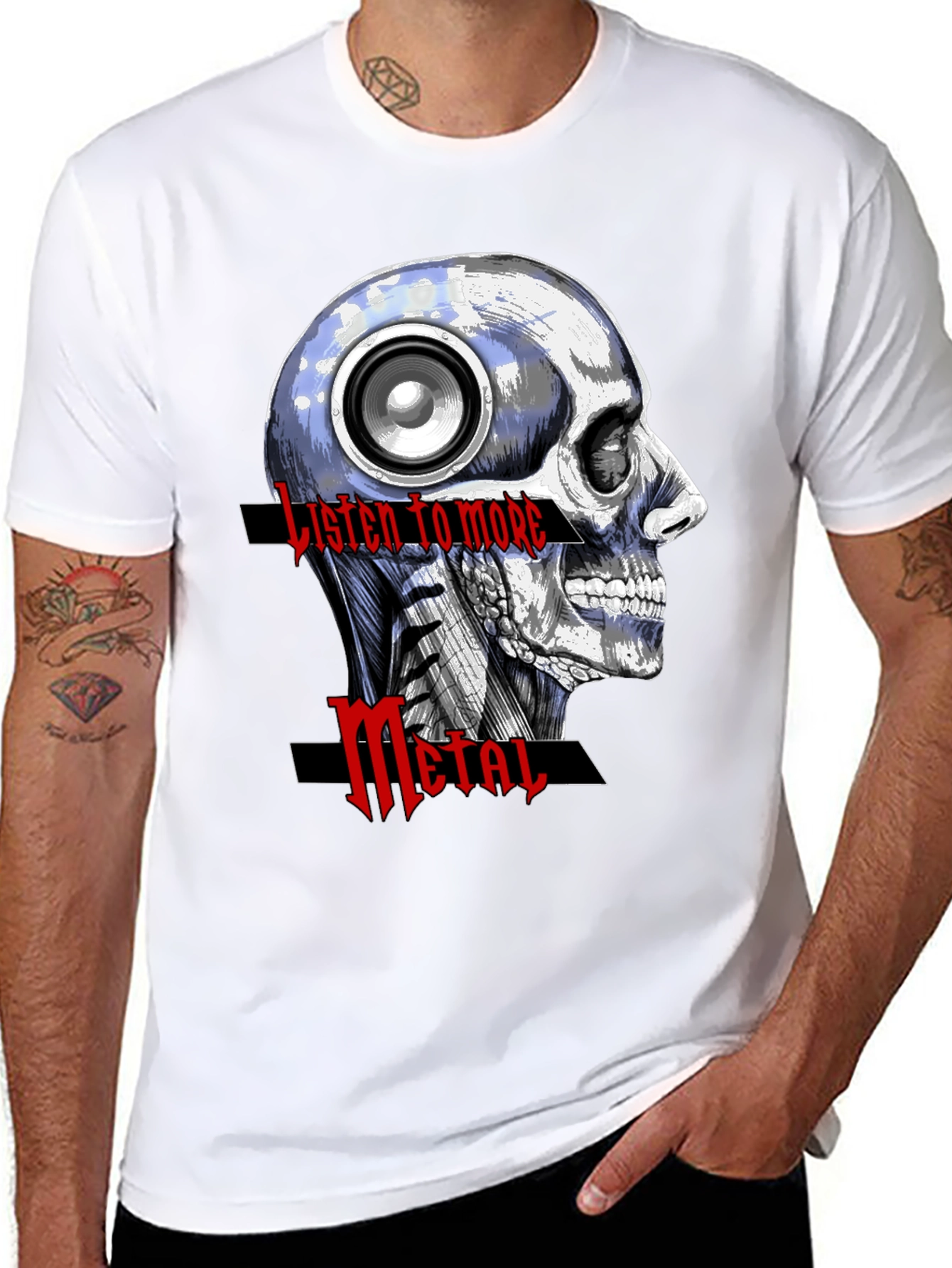 Black Listen to More Metal Graphic T-Shirt view 8