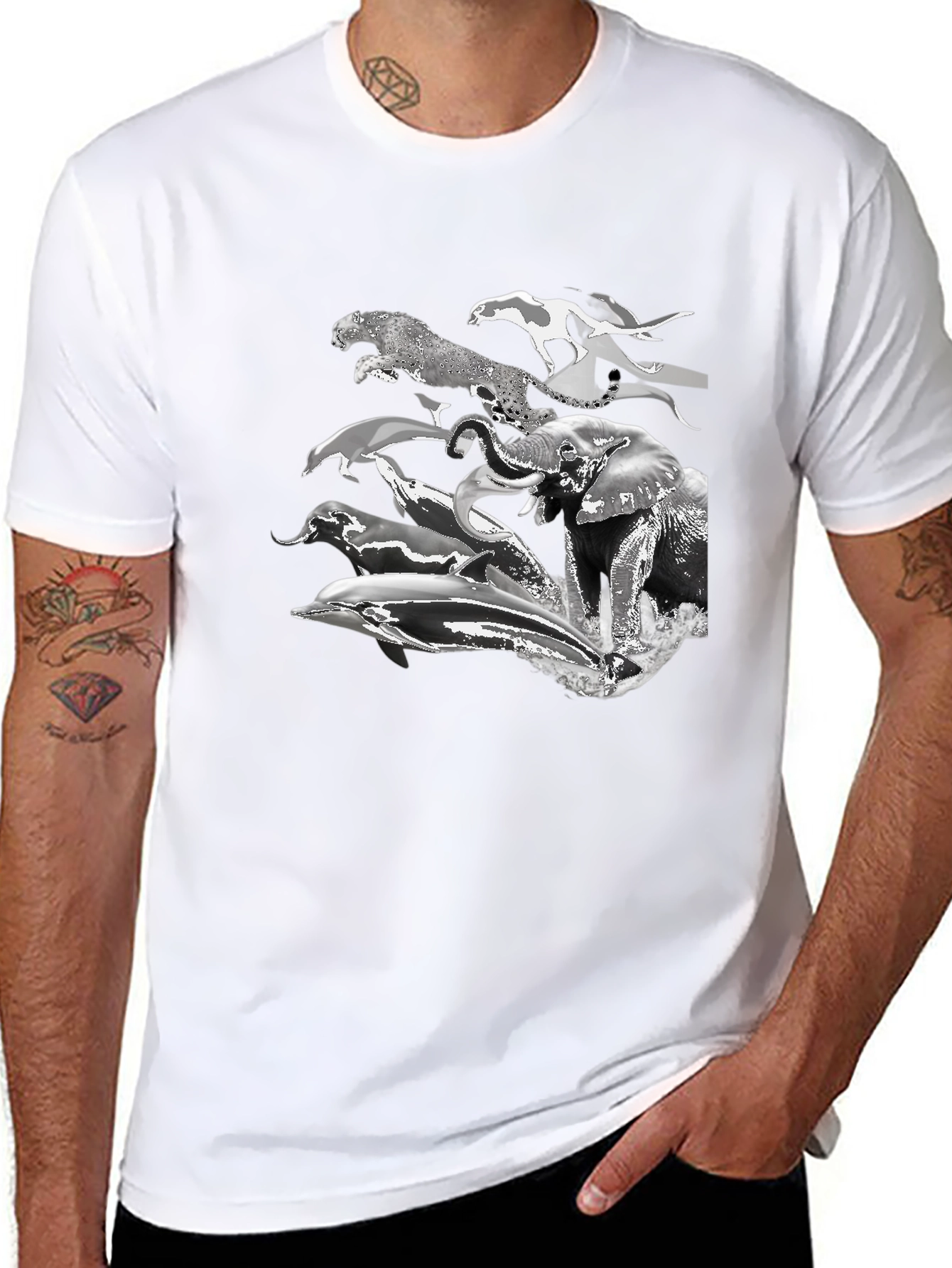 Black Animal Print Tee - Black view 8