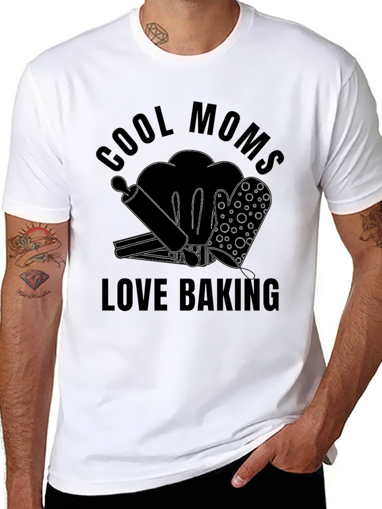 Black Cool Moms Love Baking T-Shirt view 8