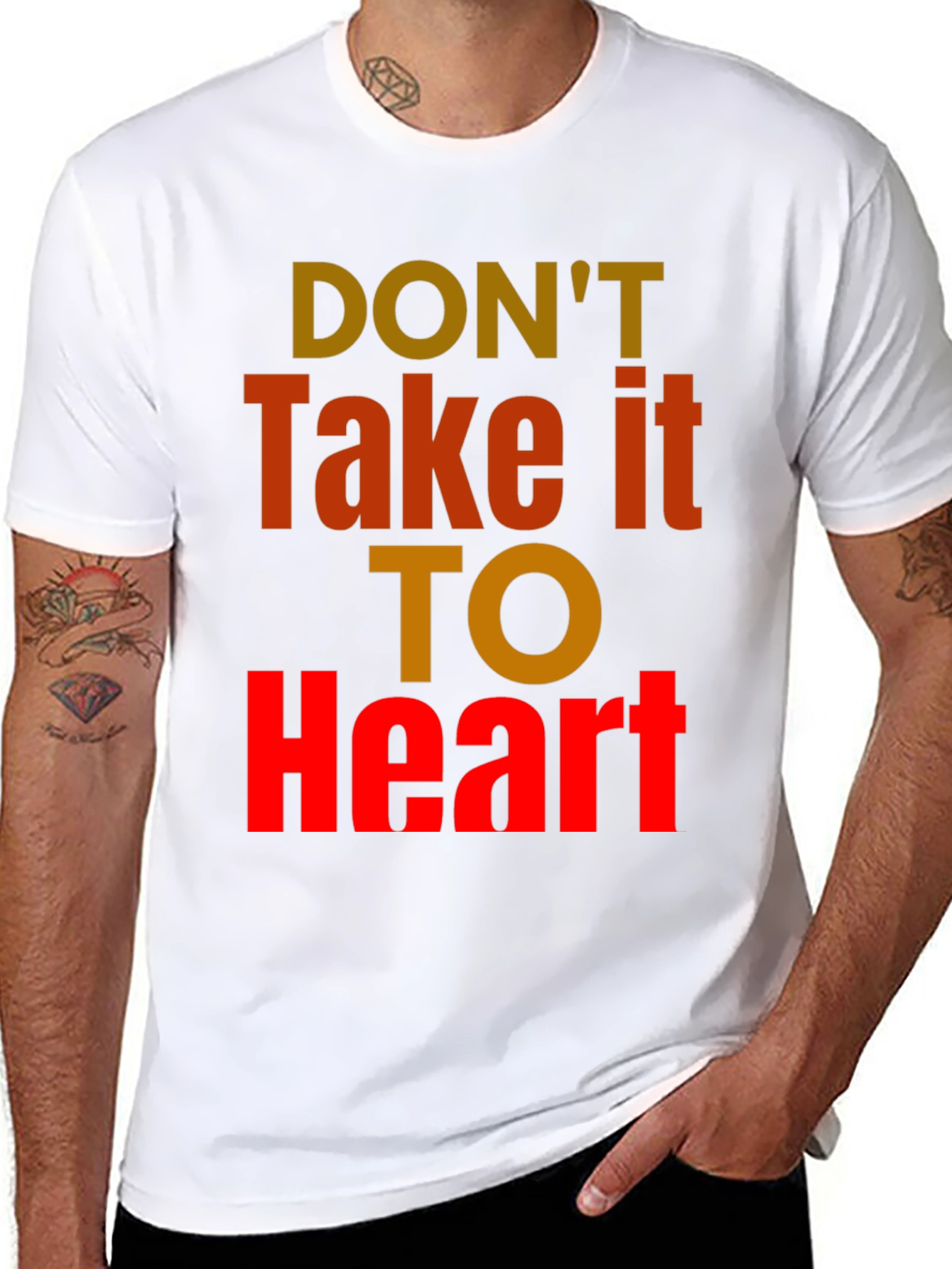 Black Don't Take It To Heart Graphic Tee - Unisex Casual Black T-Shirt view 8