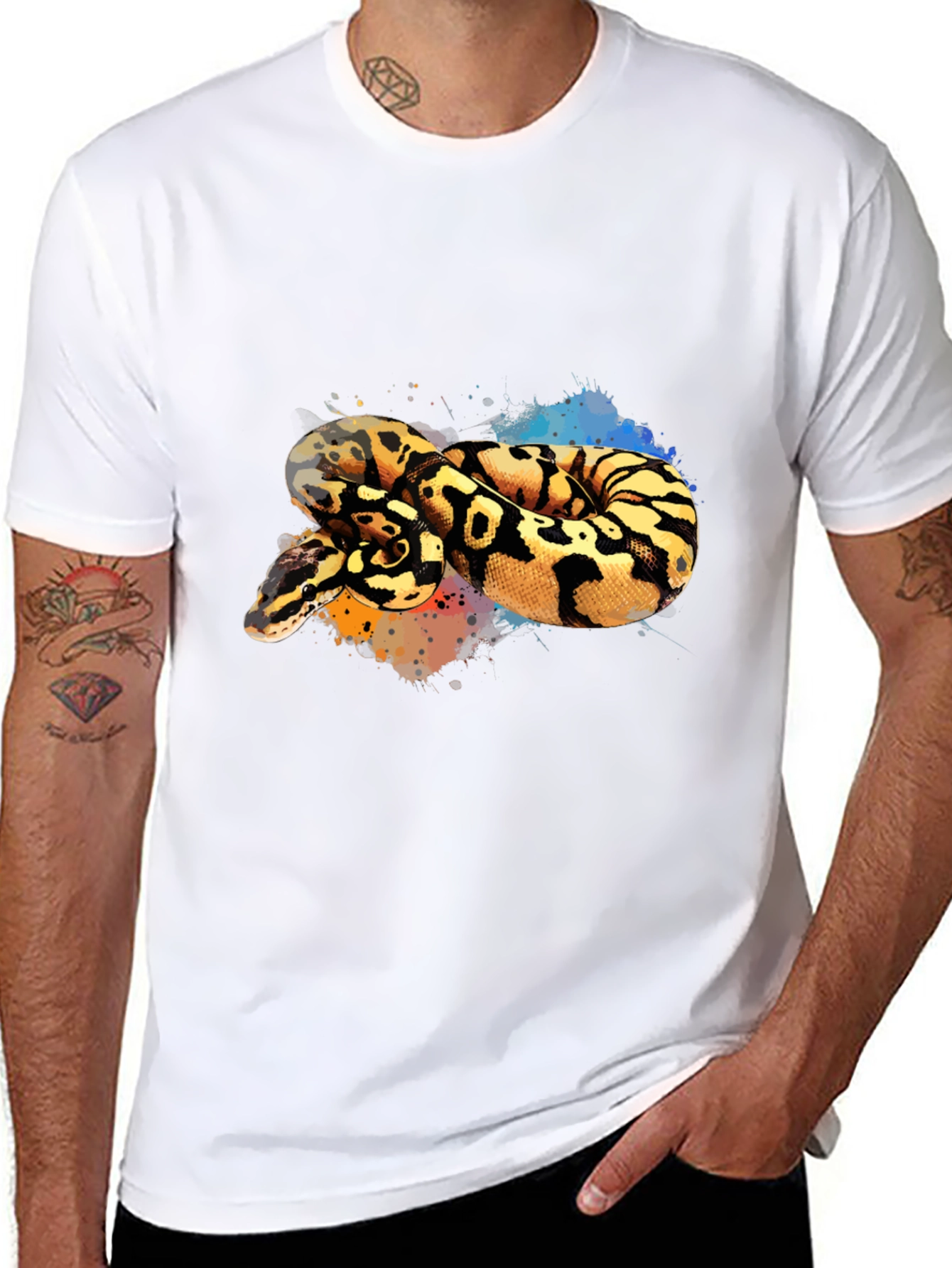 Black Python Snake Graphic Tee - Cool Reptile Design view 8