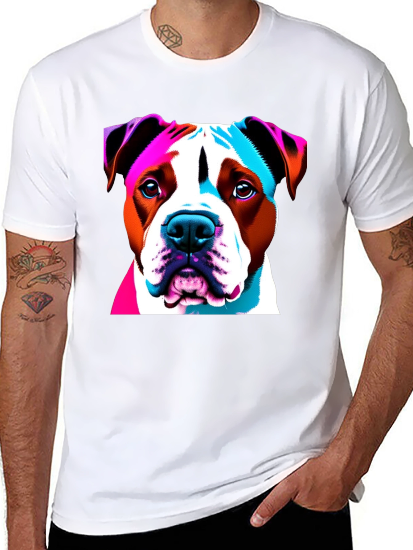 Black Vibrant Dog Graphic Tee - Unisex Black T-Shirt view 8