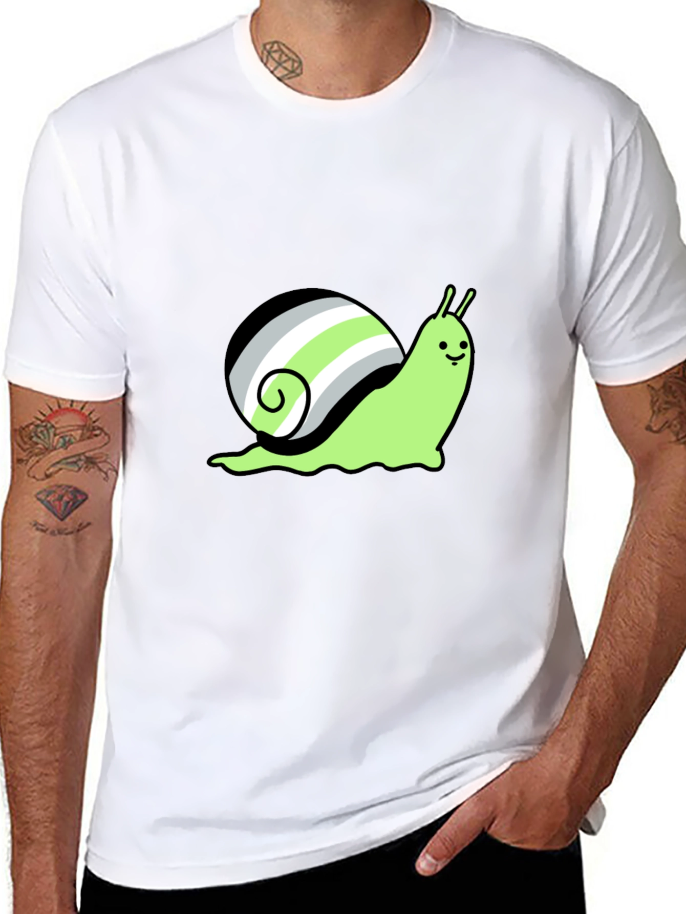 Black Agender Pride Snail T-Shirt - Black view 8