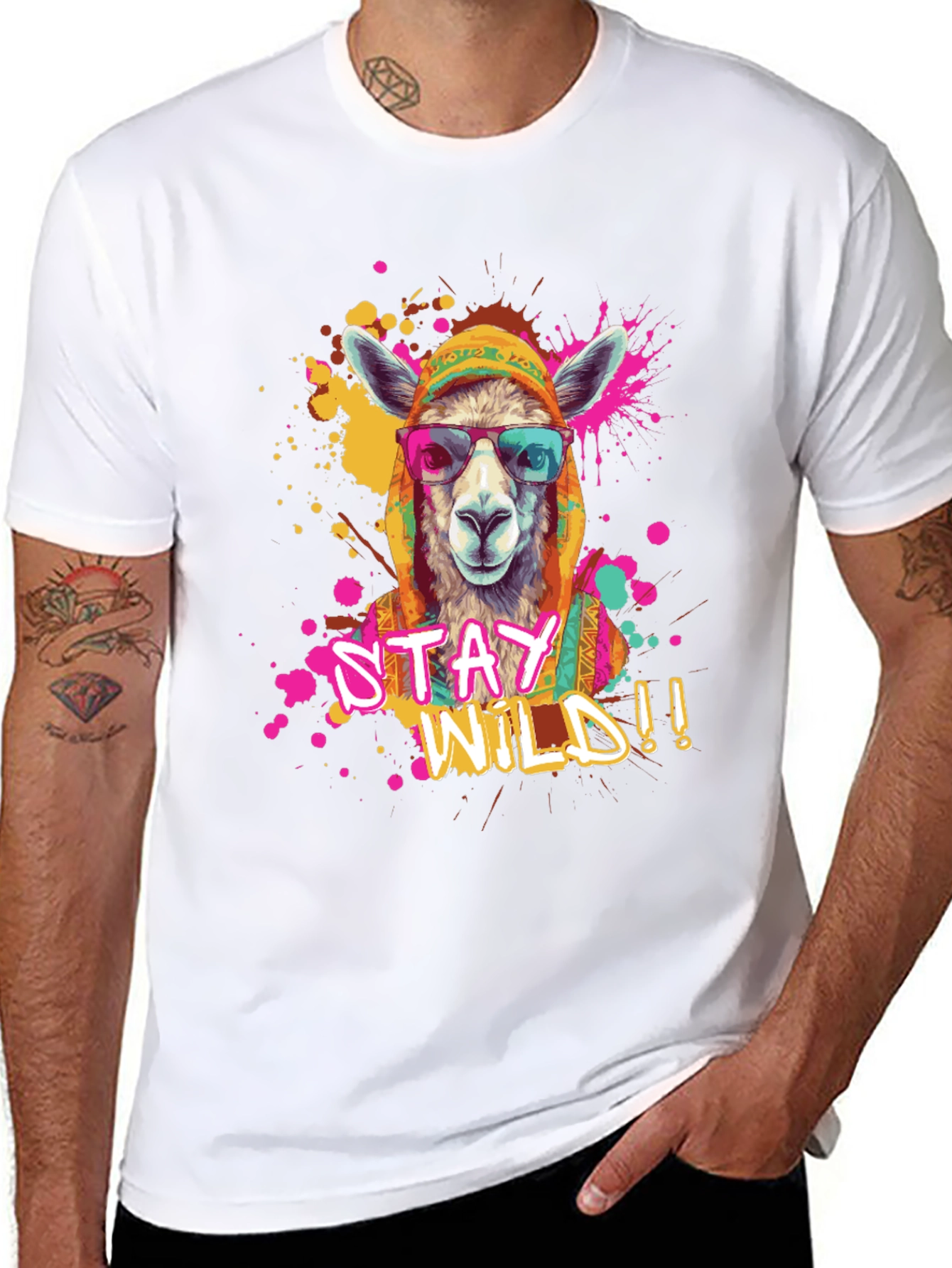 Black Stay Wild Llama Graphic Tee view 8