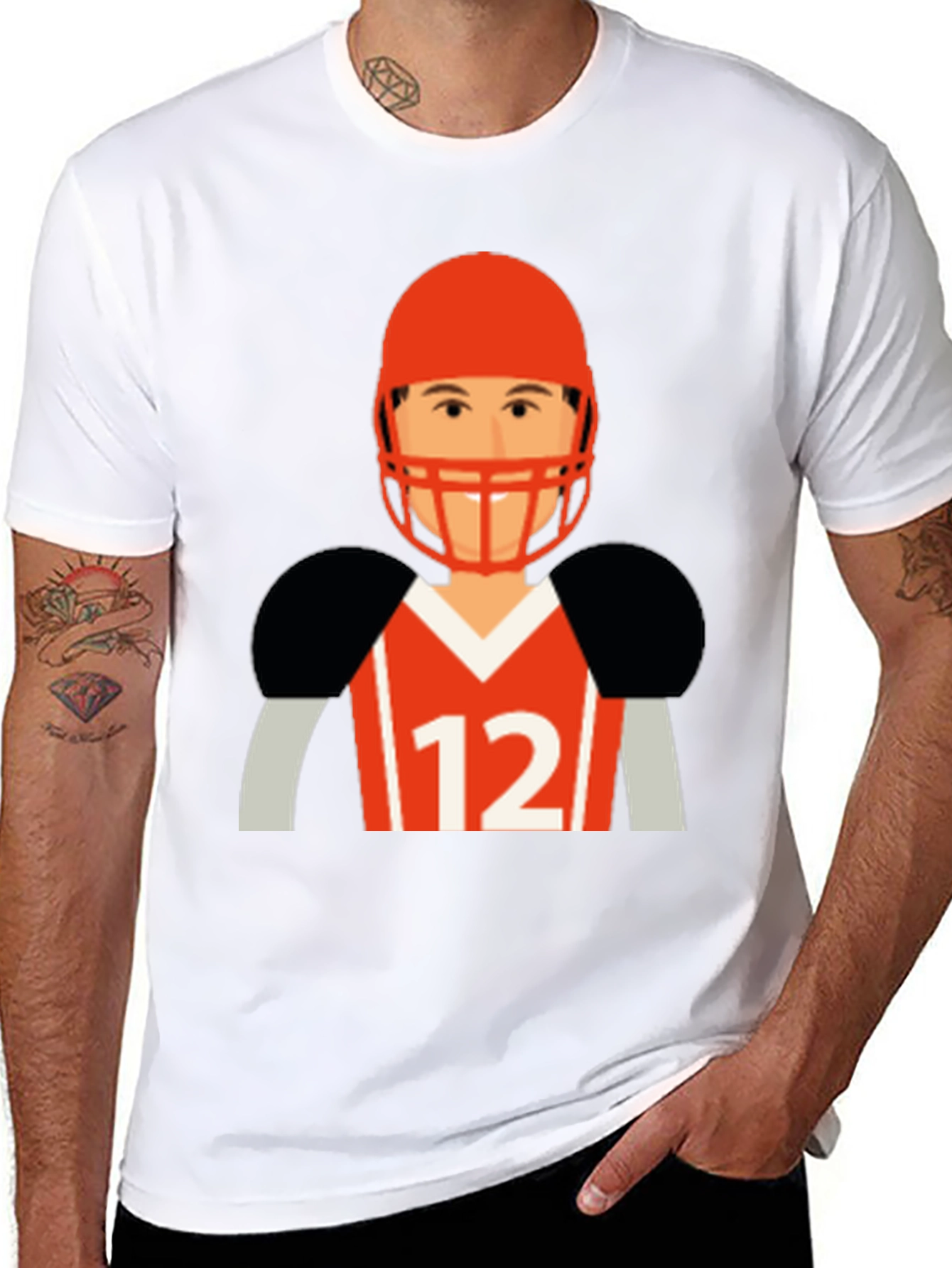 Black Football Player Graphic T-Shirt view 8