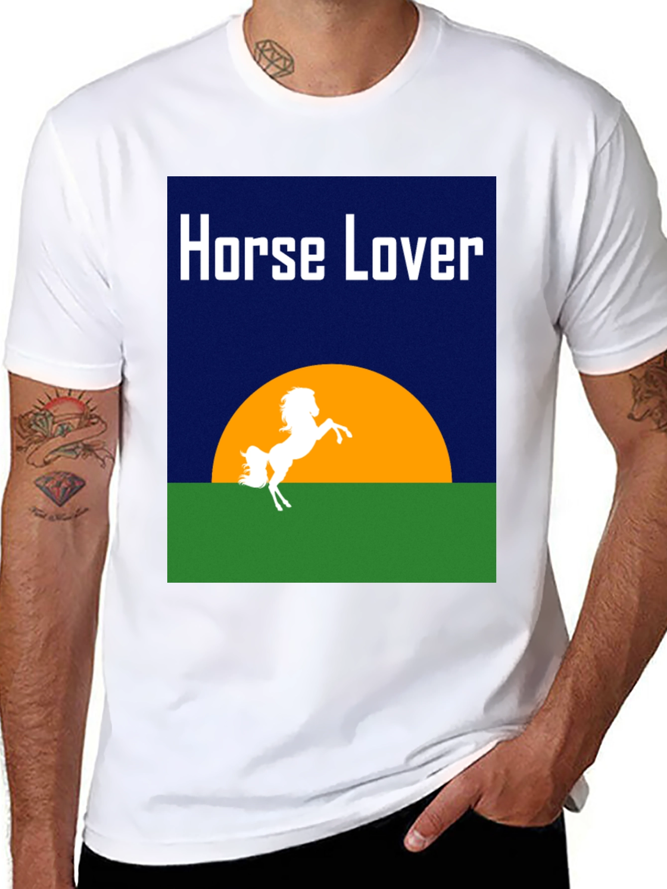 Black Horse Lover Graphic T-Shirt - Equestrian Design view 8