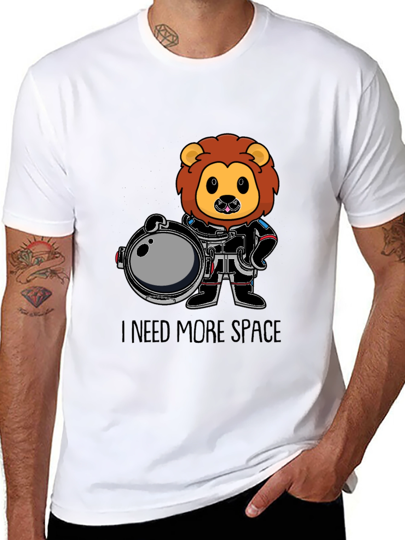 Black Lion Astronaut T-Shirt - I Need More Space view 8